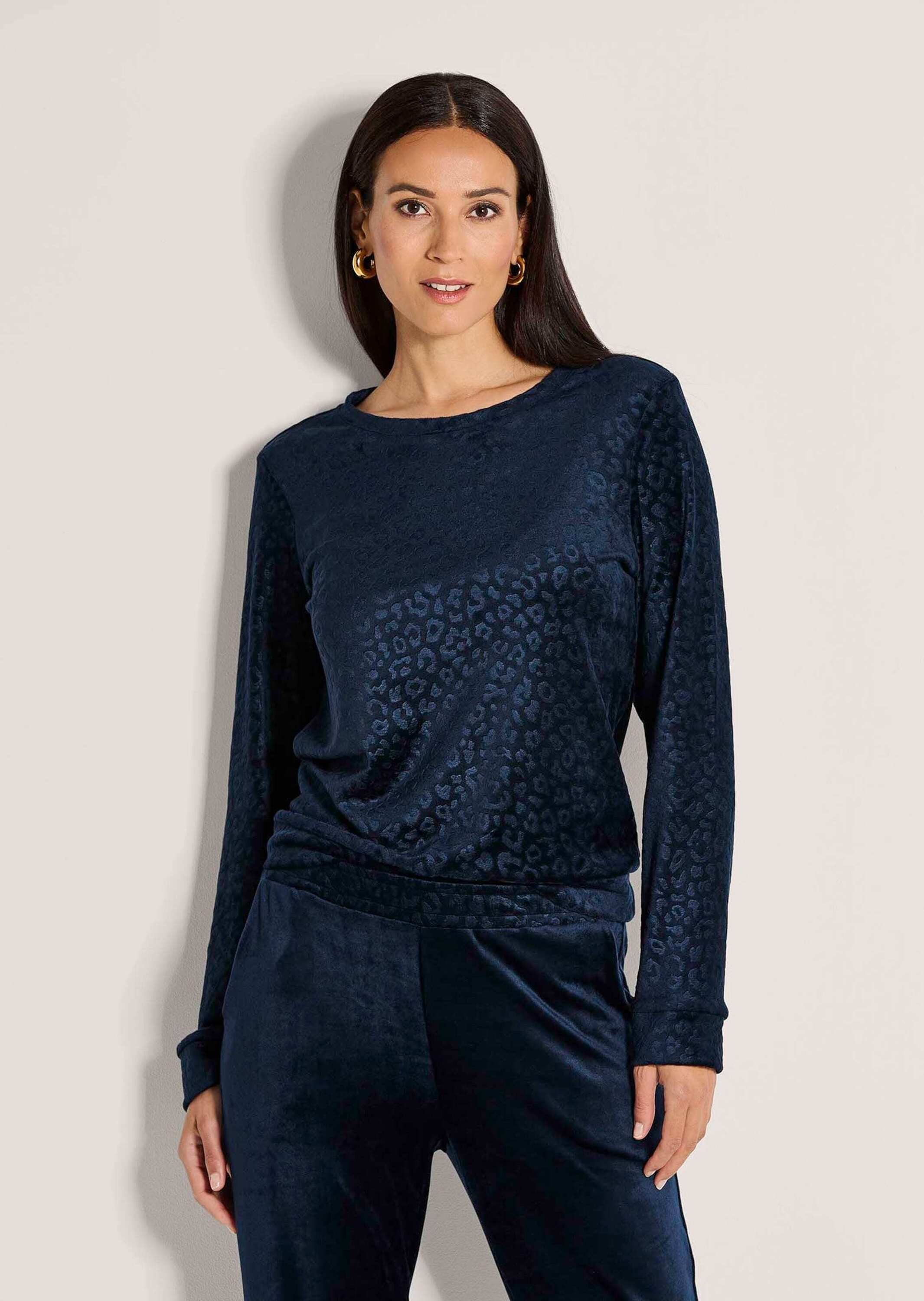 MADELEINE Langarmshirt Langarm Animal-Print Pullover Rundhalsshirt mit elas günstig online kaufen