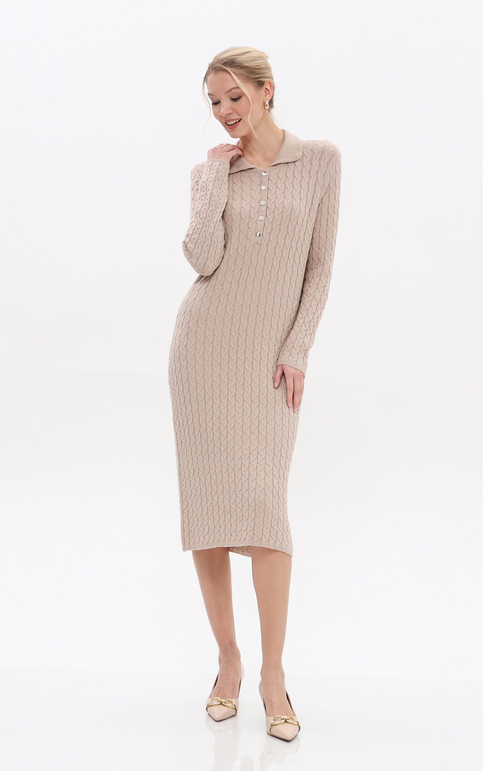 Passioni Strickkleid mit Zopfstrickmuster aus Viskose günstig online kaufen