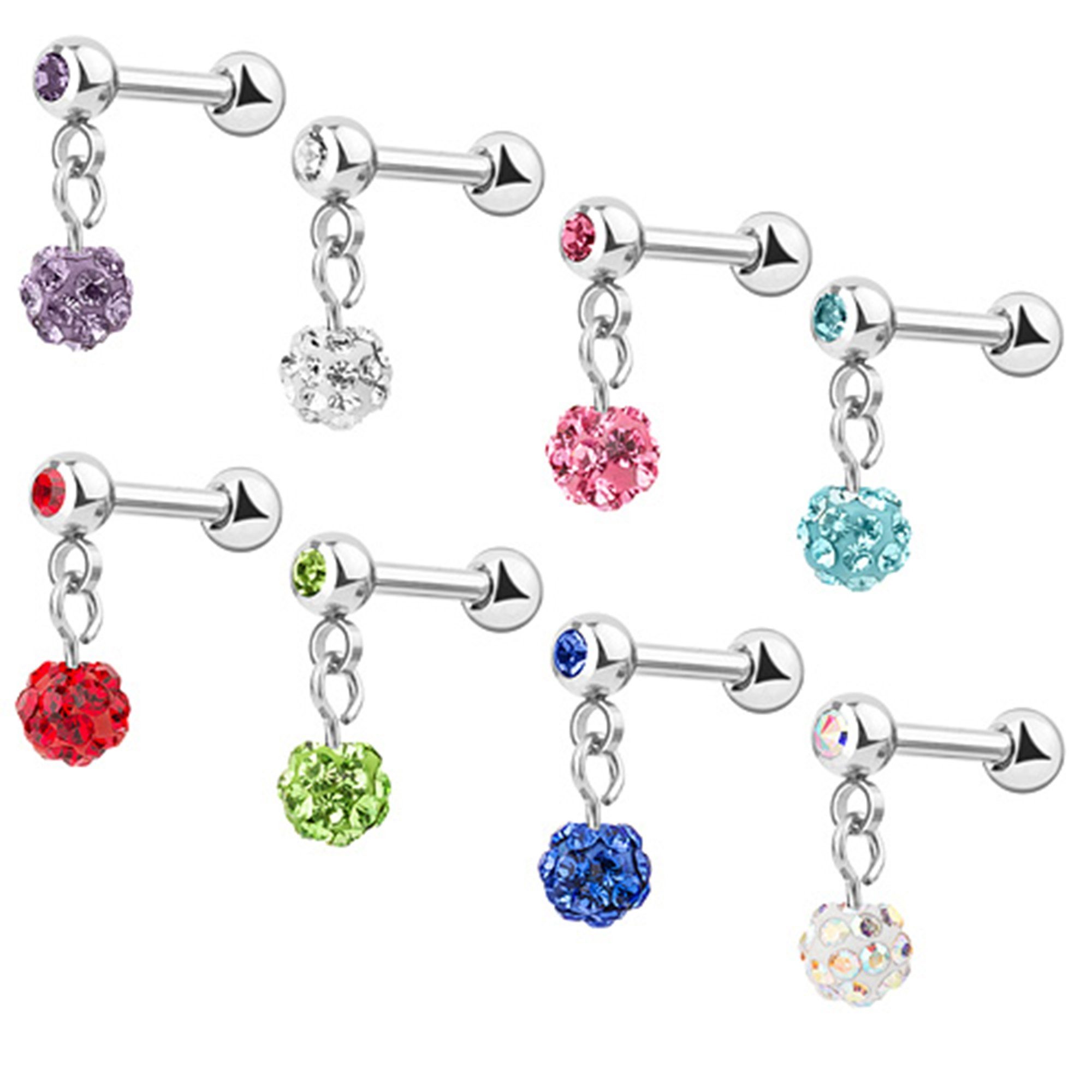 Tragus Strass Cartilage Piercing Kristall Anhänger, Taffstyle Helix Chirurgenstahl Ohrpiercing Barbell Grün Ohr Stecker Kugel Piercing-Set Kugel