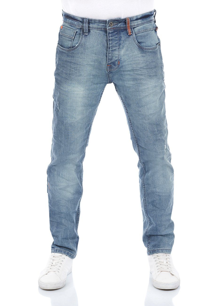 riverso Slim-fit-Jeans Herren Jeanshose RIVCaspar Slim Fit Denim Hose mit Stretch Middle Blue Denim (M265)