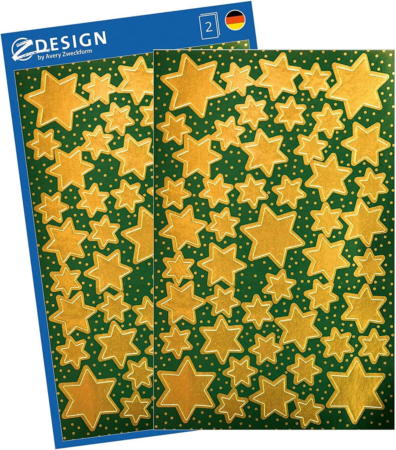 Avery Zweckform Наклейка AVERY Zweckform ZDesign Weihnachts-Sticker "Sterne", gold 52806