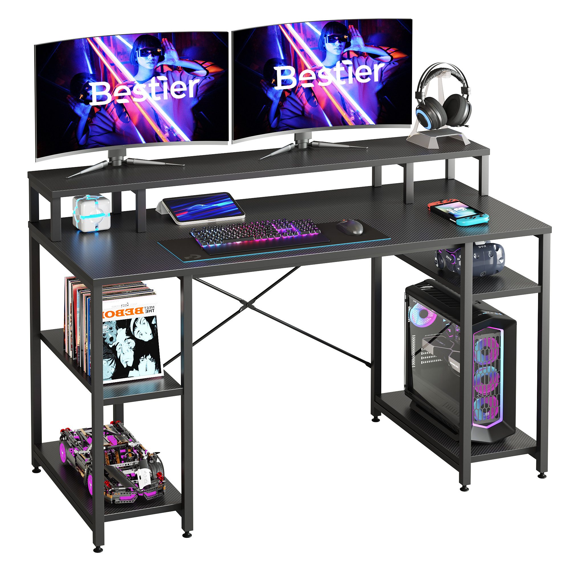 Bestier Schreibtisch Computertisch mit Regal und günstig online kaufen
