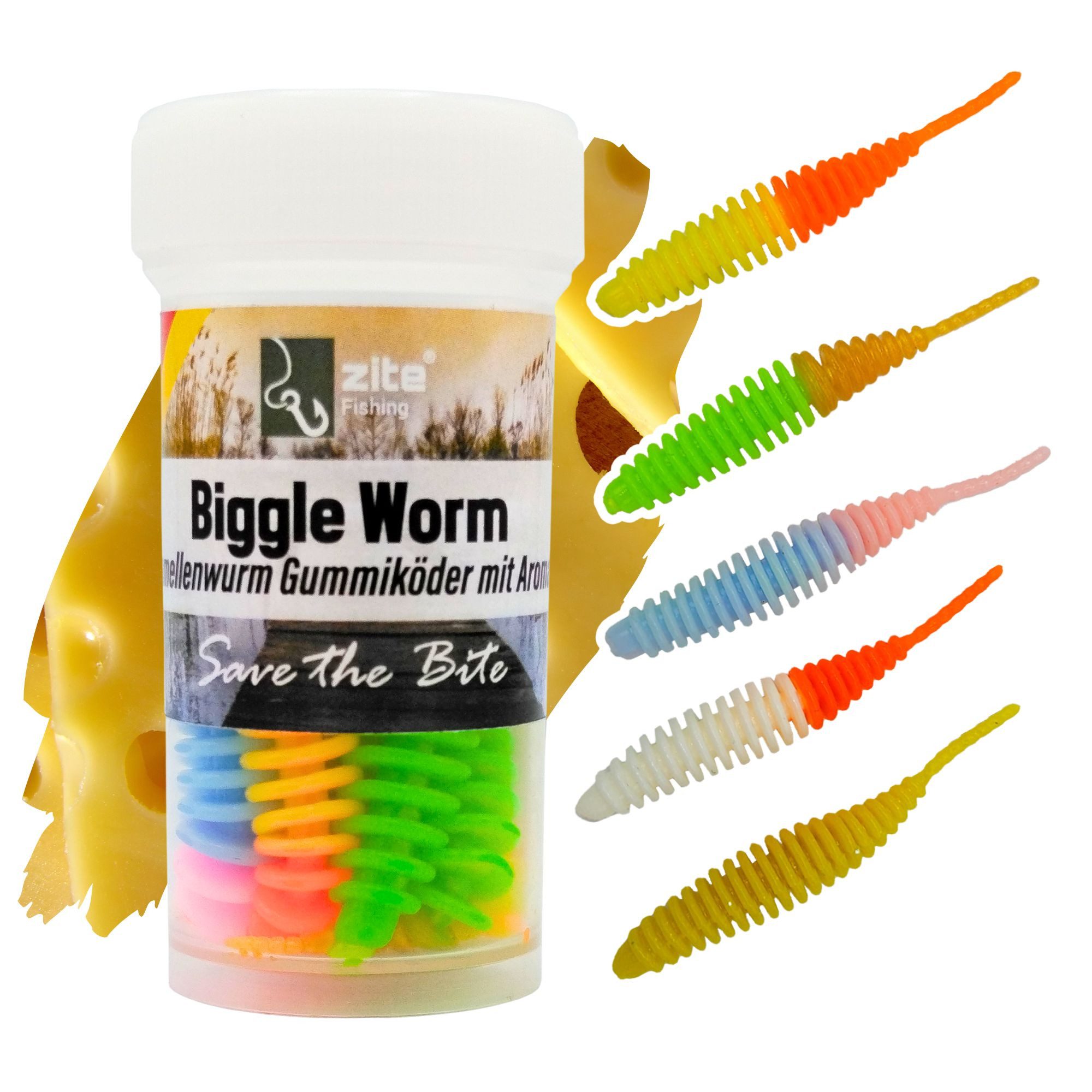 Kunstköder Biggle Worm 6,5 cm 8 Stück - Lamellenwurm fürs UL-Angeln - Gummiköder