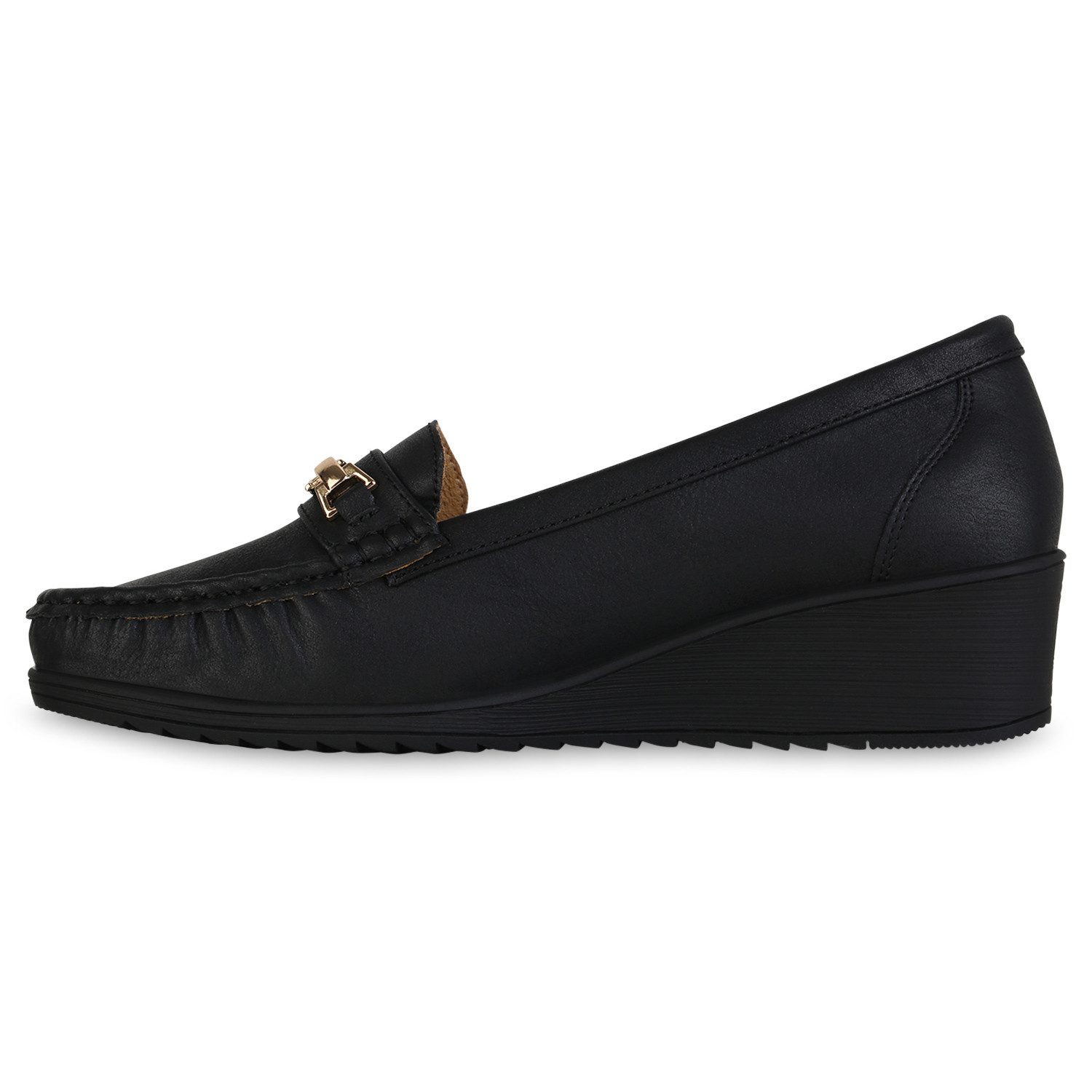 VAN HILL 841622 Slipper Damen Keilslippers Slippers Profil-Sohle Leder-Opti günstig online kaufen