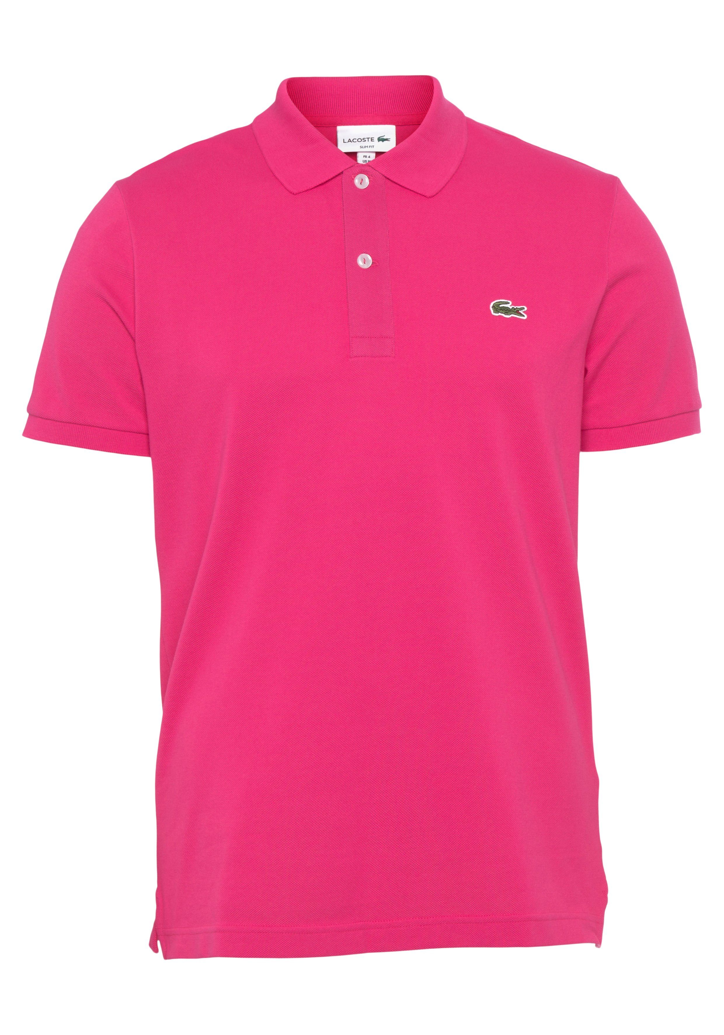 Lacoste Poloshirt (1-tlg) mit fuchsia Logostickerei