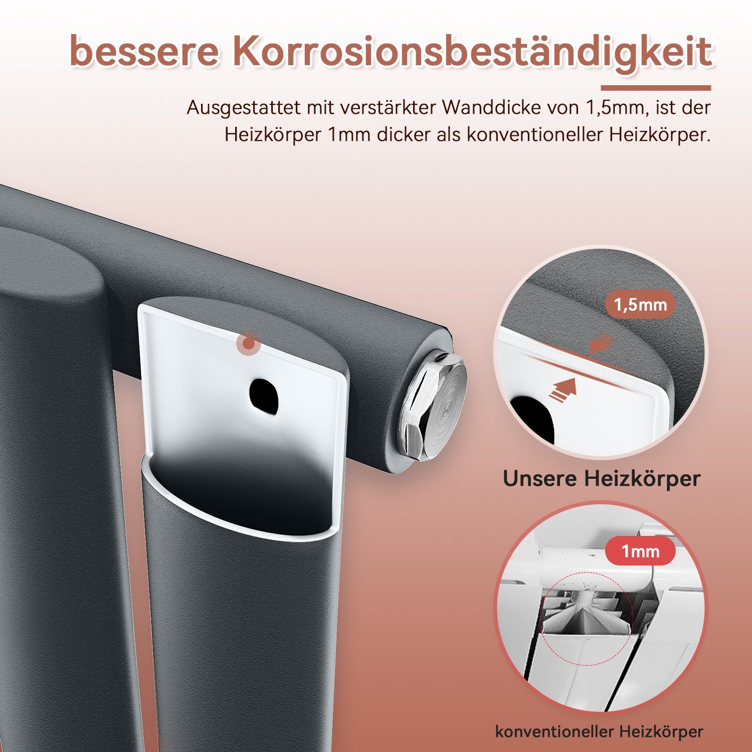 SONNI Badheizkörper Heizkörper Design Röhrenheizkörper modern mit/ohne Multiblock, Anthrazit