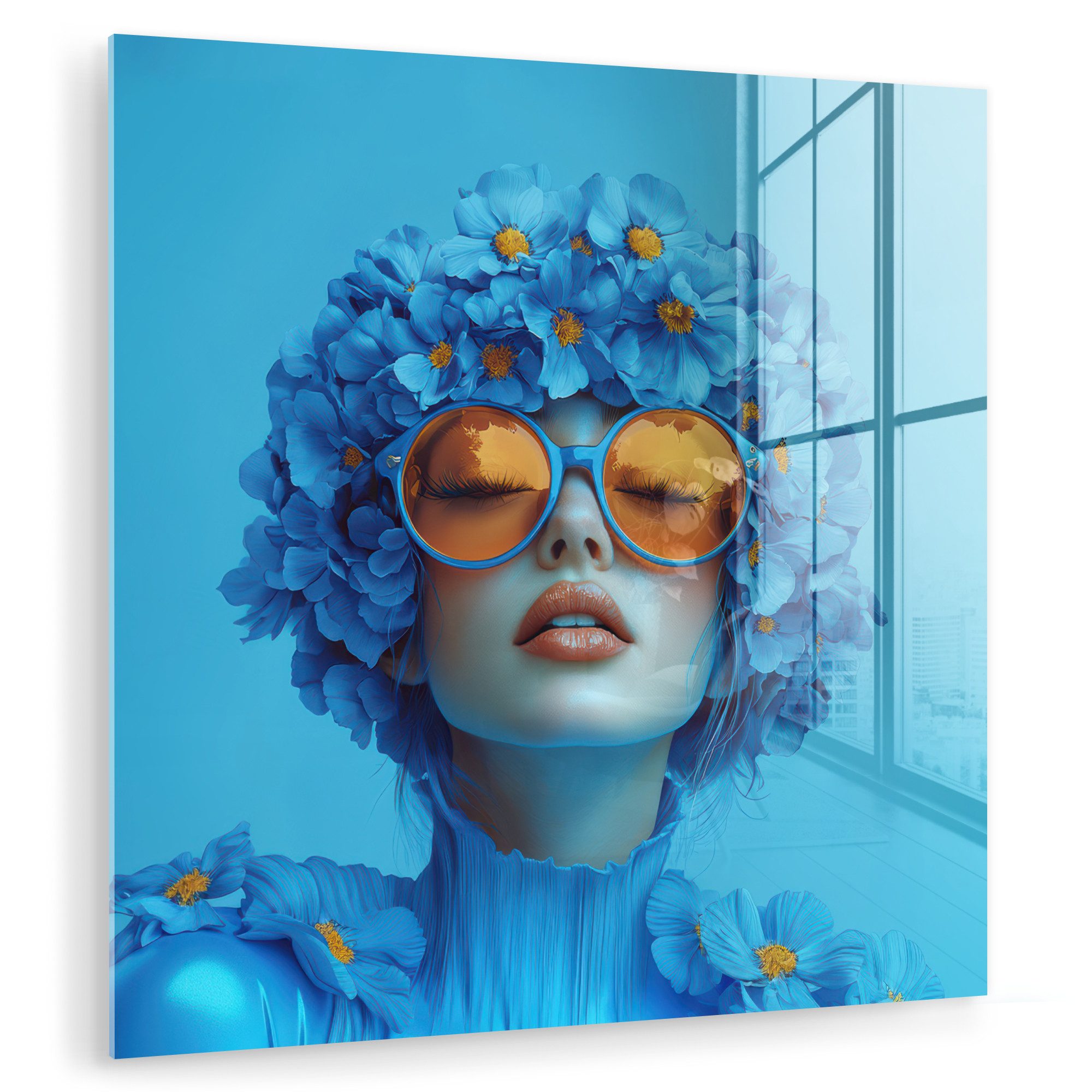 MuchoWow Acrylglasbild Frau - Blume - günstig online kaufen
