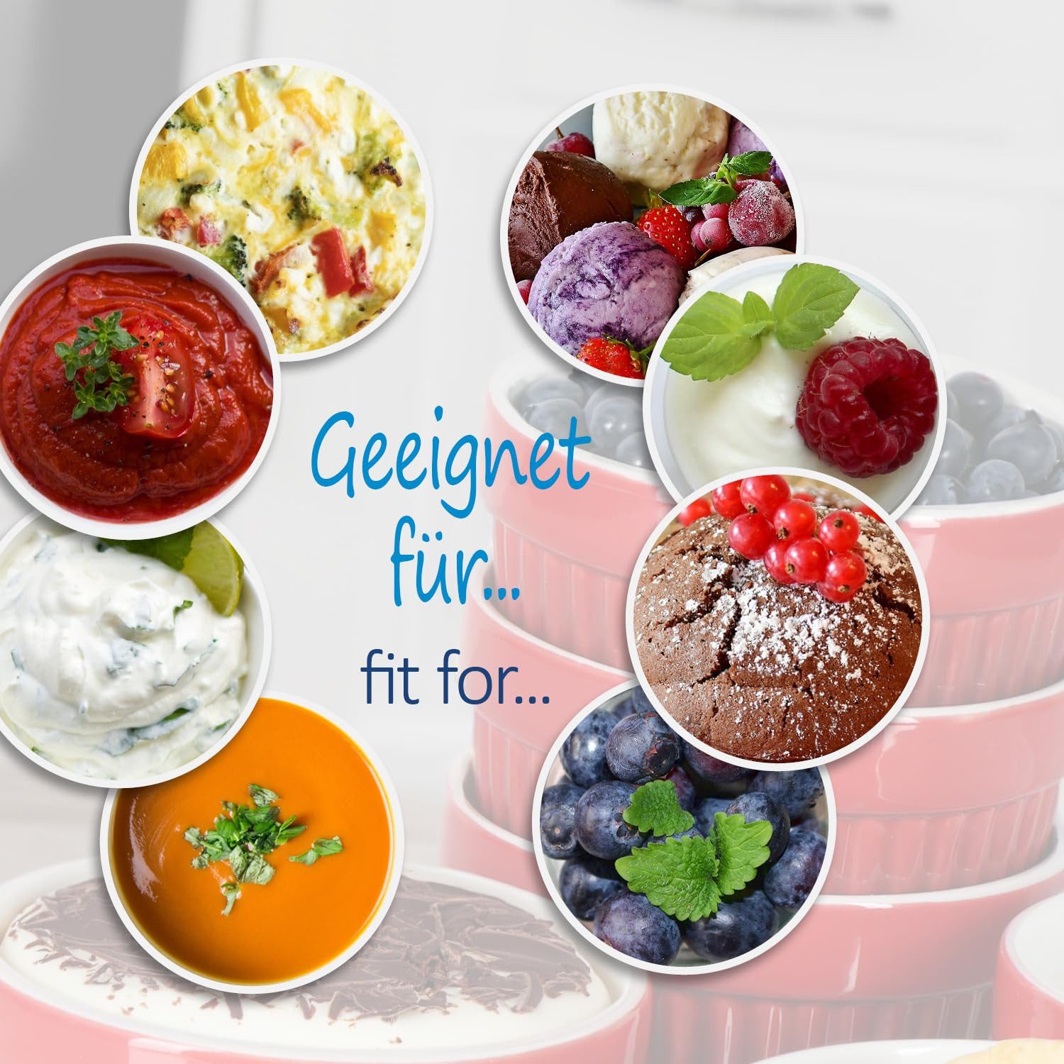 com-four Auflaufform Ragout Fin Schale - Ofenfeste Förmchen in rot, (6-St), Creme Brulee Schälchen - Dessertschale mit je 185 ml – Bild 4 von 5