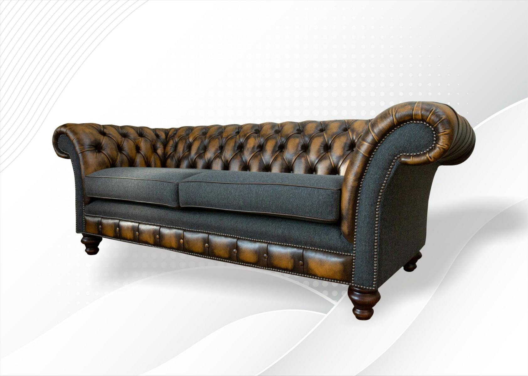 Luxus Möbel Made Dreisitzer Modern Chesterfield-Sofa JVmoebel in Chesterfield Europe Neu, Brauner