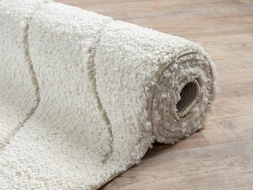 Hochflor-Teppich Pori Shaggy eleganter Designer Hochflorteppich, the carpet, Rechteck, Höhe: 30 mm, pflegeleicht, Langflor, Wohnzimmer, skandinavisch