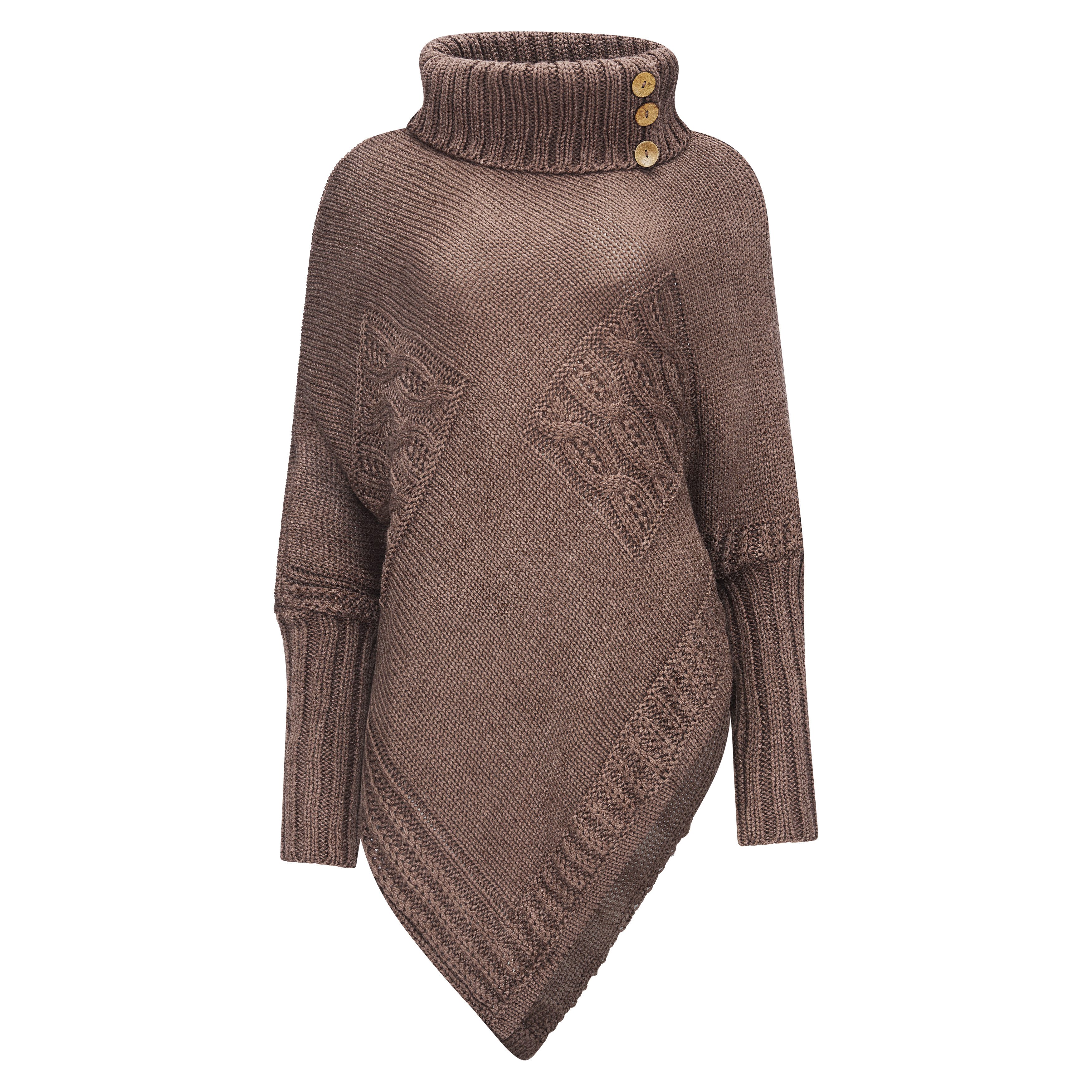 Mississhop Strickponcho Poncho Strick Sweatshirt Pullover Umhang Überwurf