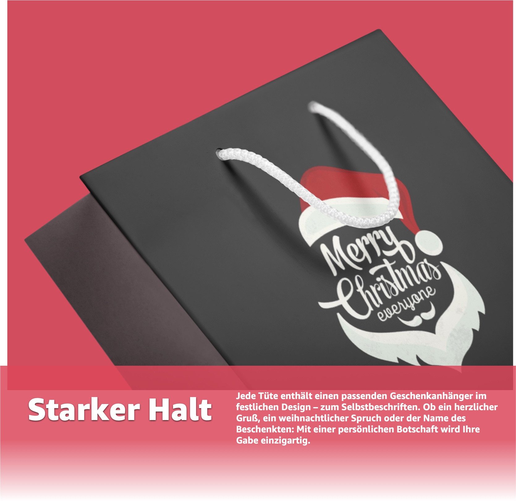 MerryXmas Aufbewahrungsbox 12 XXL-Geschenktaschen für Weihnachten: Große Weihnachtsgeschenktüten (12er Set, 12 St., 12-teilig), besonders reißfest