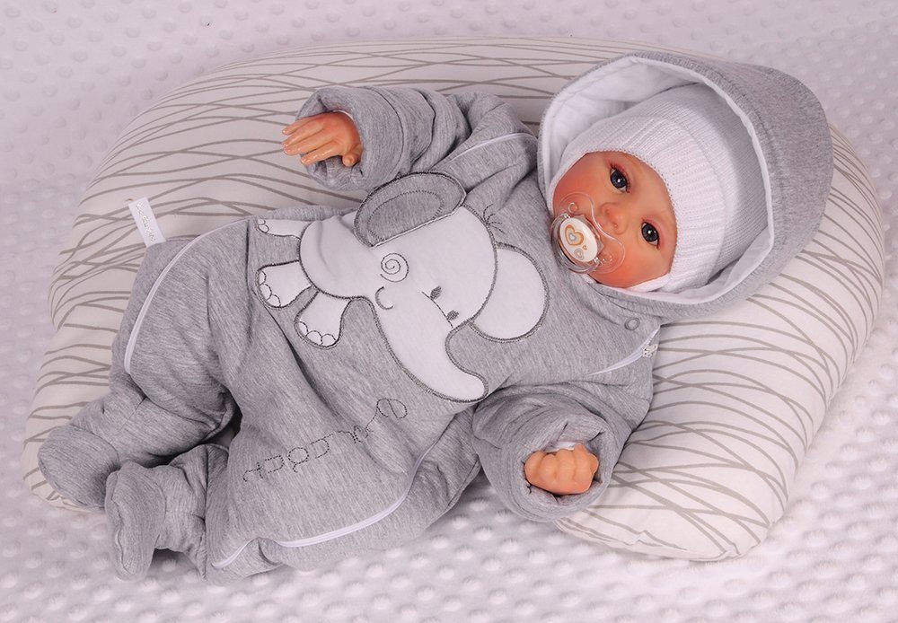 La Bortini snowsuit, pram suit, baby suit, baby overall, transitional overall in grey, sizes 44, 50, 56, 62, 68, 74