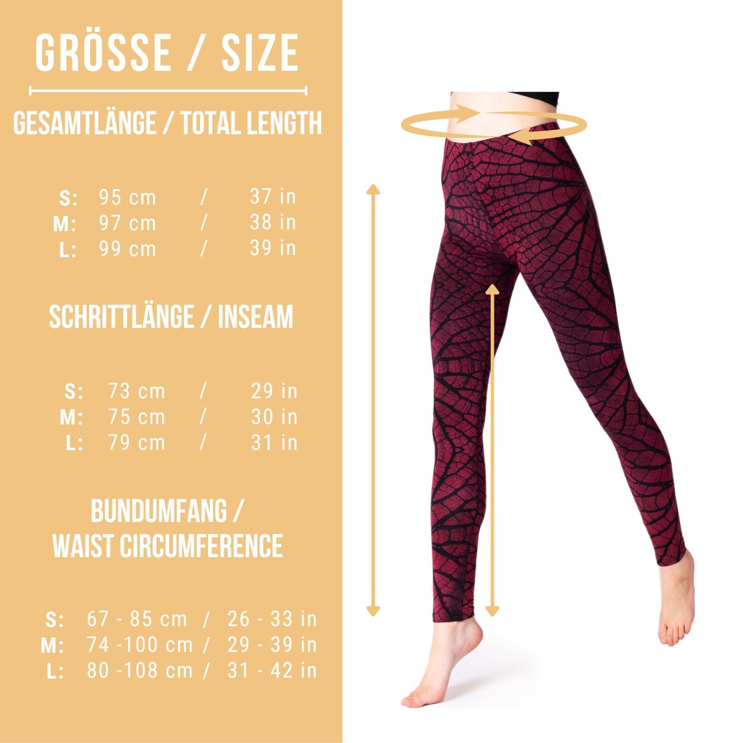 PANASIAM Leggings Unikat Batik Leggings modern mit Blattmuster elastische Stretch-Hose handgefertigt aus natürlicher Viskose lange Leggings für Yoga Sport