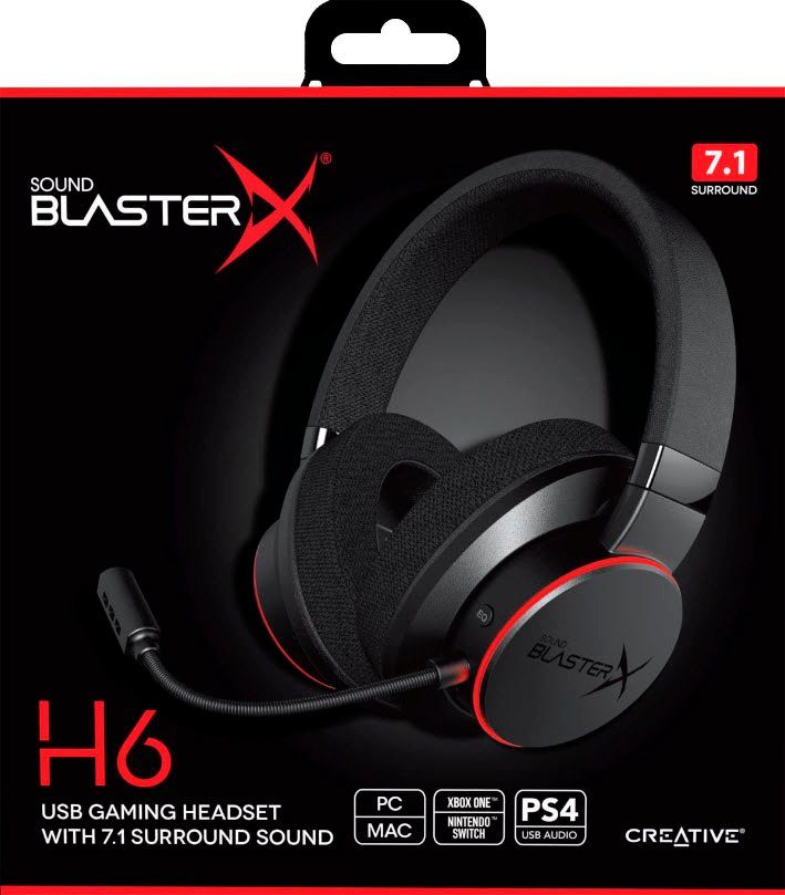 Creative Sound BlasterX H3 Gaming-Headset (Mikrofon abnehmbar,  Rauschunterdrückung, für PC, PS4 und XBOX One), Gaming-Headset,  Übertragung: Kabel