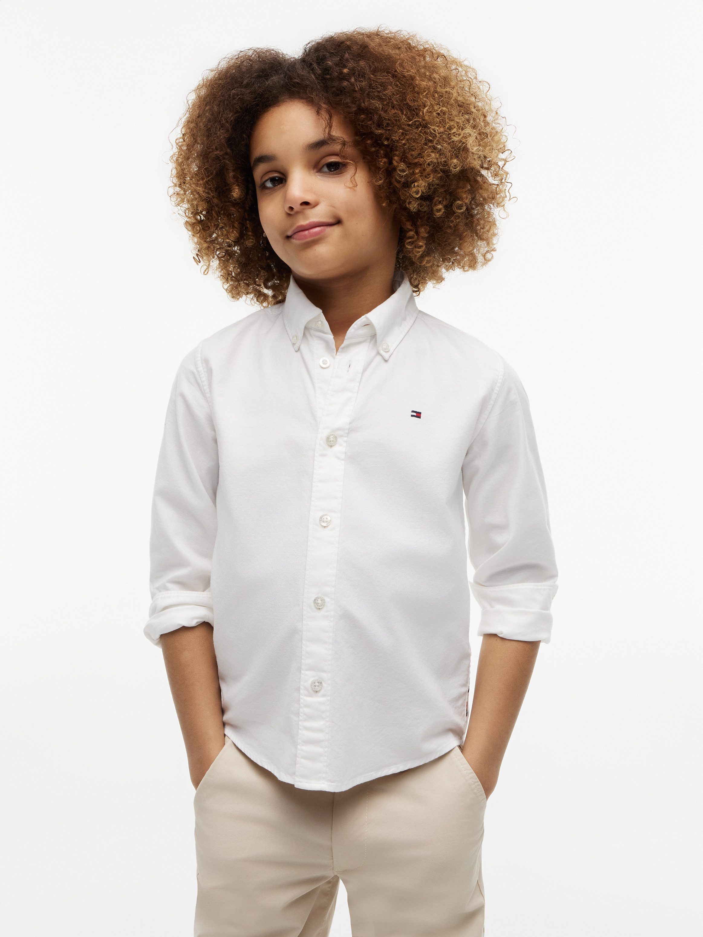Tommy Hilfiger Langarmhemd FLAG OXFORD SHIRT Kinder bis 16 Jahre mit Button-Down-Kragen
