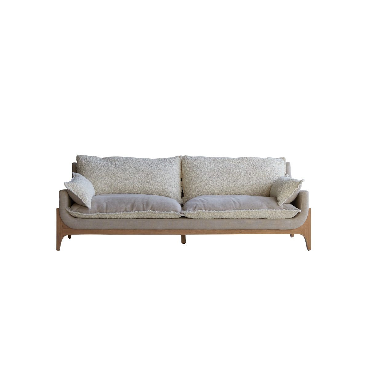 Tikamoon Sofa Woodnest Sofa mit massivem Eichenholzgestell und Leinenbezug 3-Sitzer