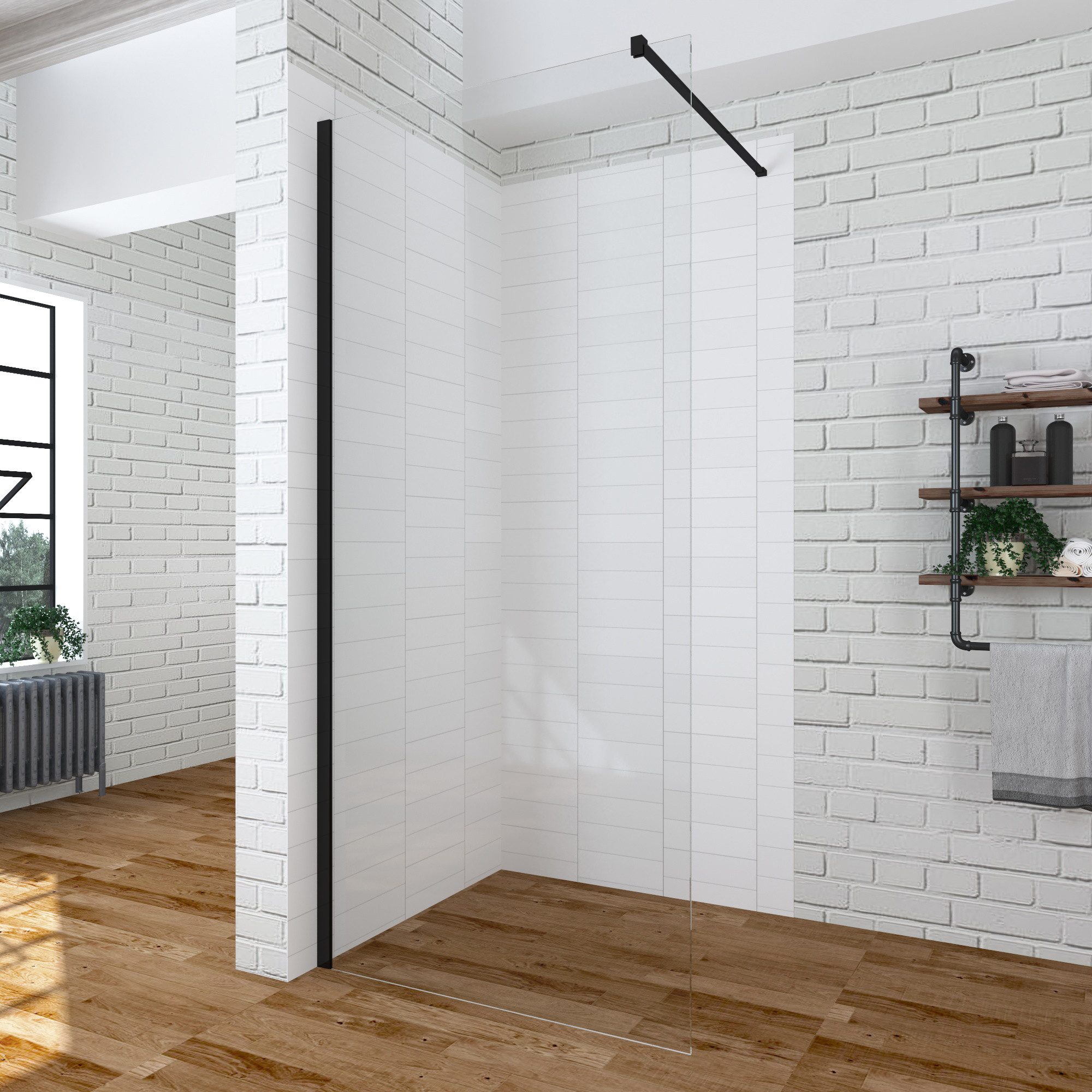 AQUABATOS Walk-in-Dusche Duschwand Duschtrennwand Glaswand schwarz günstig online kaufen