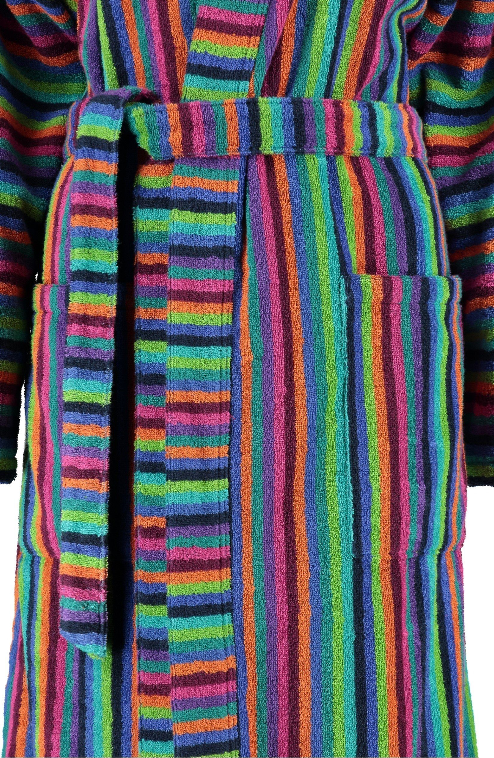 Cawö Damenbademantel, Langform, Walkfrottee, Kimono-Kragen, Gürtel, Walkfrottier Qualität