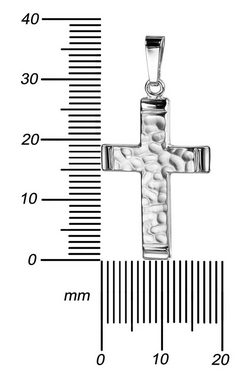 JEVELION Kreuzkette Hammerschlag Kreuzanhänger 925 Silber - Made in Germany (Silberkreuz, für Damen und Herren), Mit Silberkette 925 - Länge wählbar 36 - 70 cm oder ohne Kette.