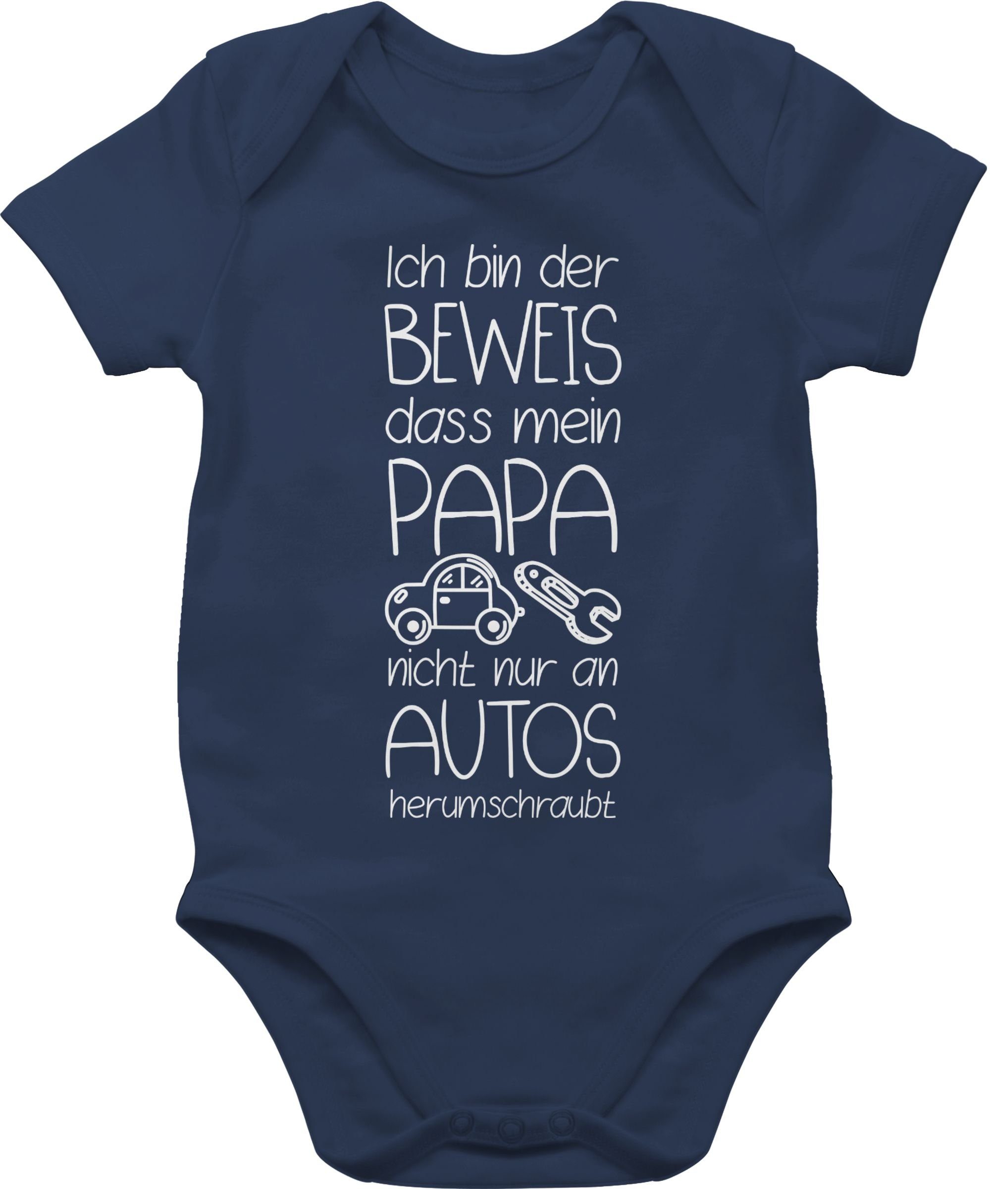 Shirtracer Shirtbody Ich bin der Beweis dass mein Papa nicht nur an Autos herumschraubt wei Sprüche Baby 1 Navy Blau