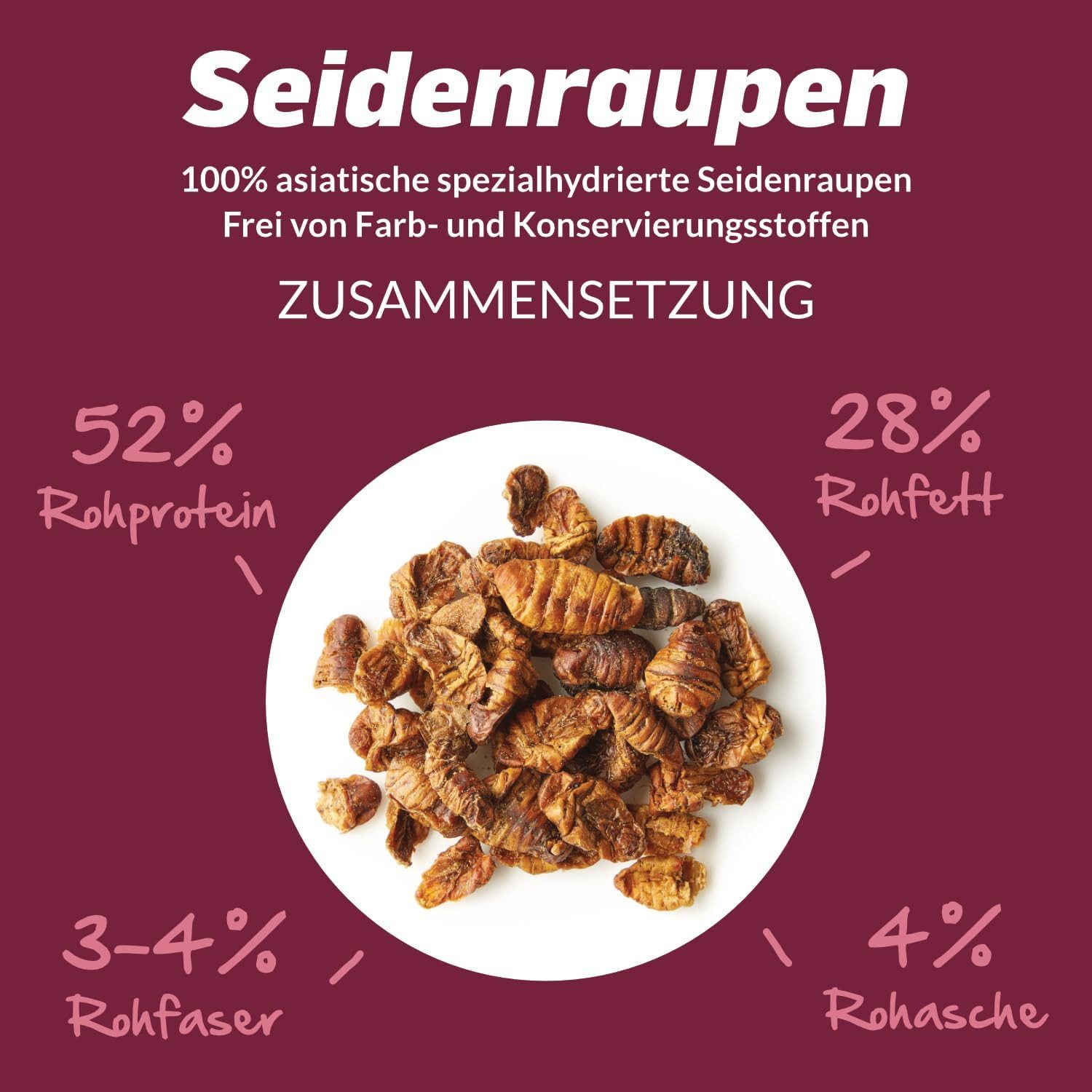 KOIPON KOIPON Seidenraupen getrocknet Naturfutter Leckerli für Koi, Trockenfutter für: Koi, Goldfische, Teichfische, Zierfische, Naturfutter, Handfütterung, Hoher Proteingehalt, Made in Germany