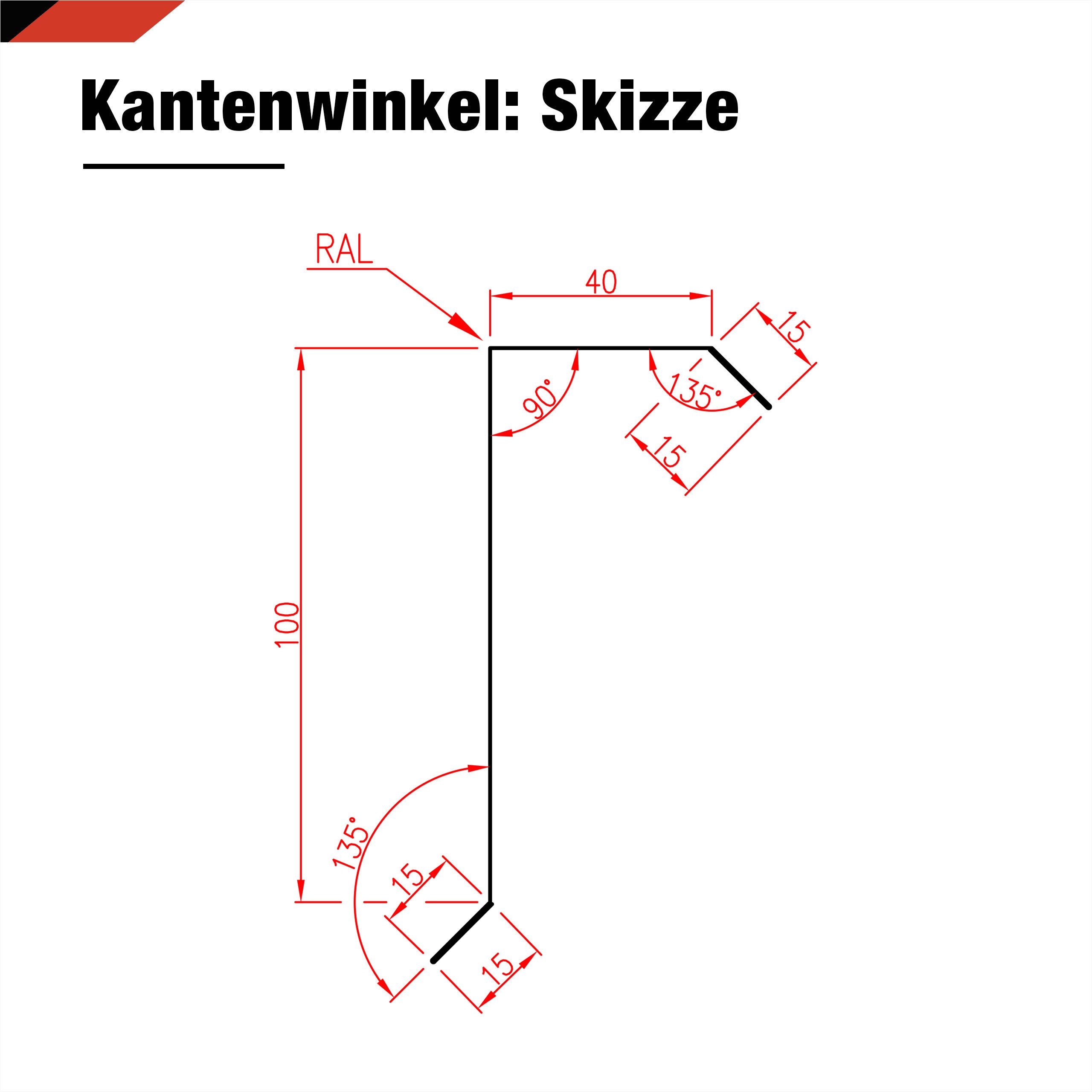 BRAVO Glattblech, Ortgangblech 1 m für Trapezblech – gerader Kantenwinkel 0,5 mm