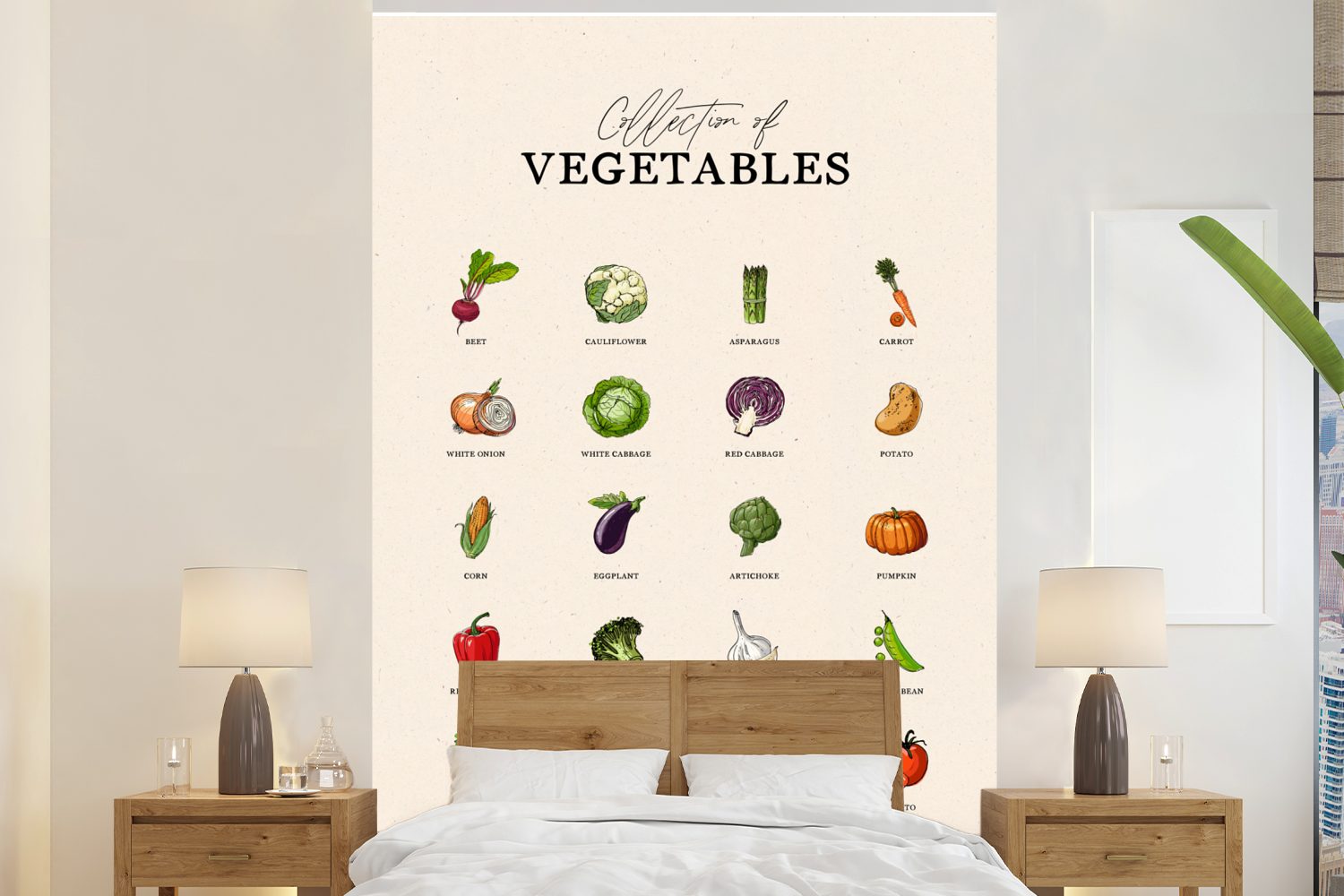 MuchoWow Fototapete Küche - Lebensmittel - Gemüse, Matt, bedruckt, (3 St), Montagefertig Vinyl Tapete für Wohnzimmer, Wandtapete