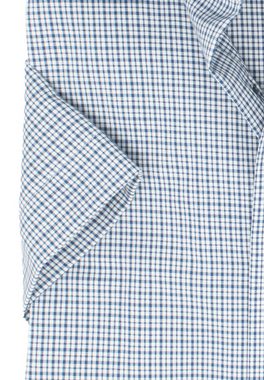 MARVELIS Kurzarmhemd Kurzarmhemd - Comfort Fit - Kariert - Marine Kontrastknöpfe