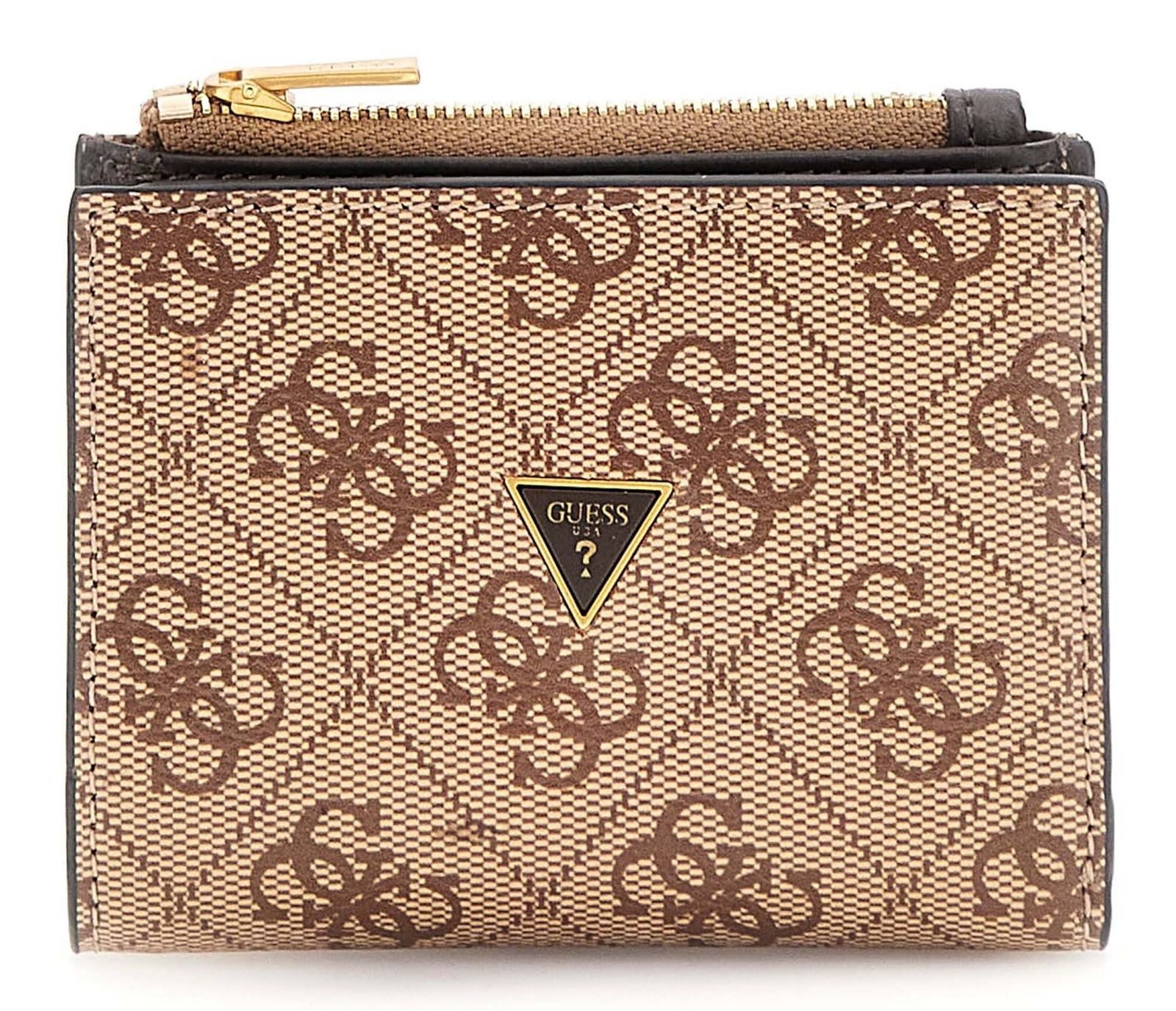 Guess Geldbörse Bifold Top Zip Wallet, aus echtem Leder mit RFID-Blocker Schutz