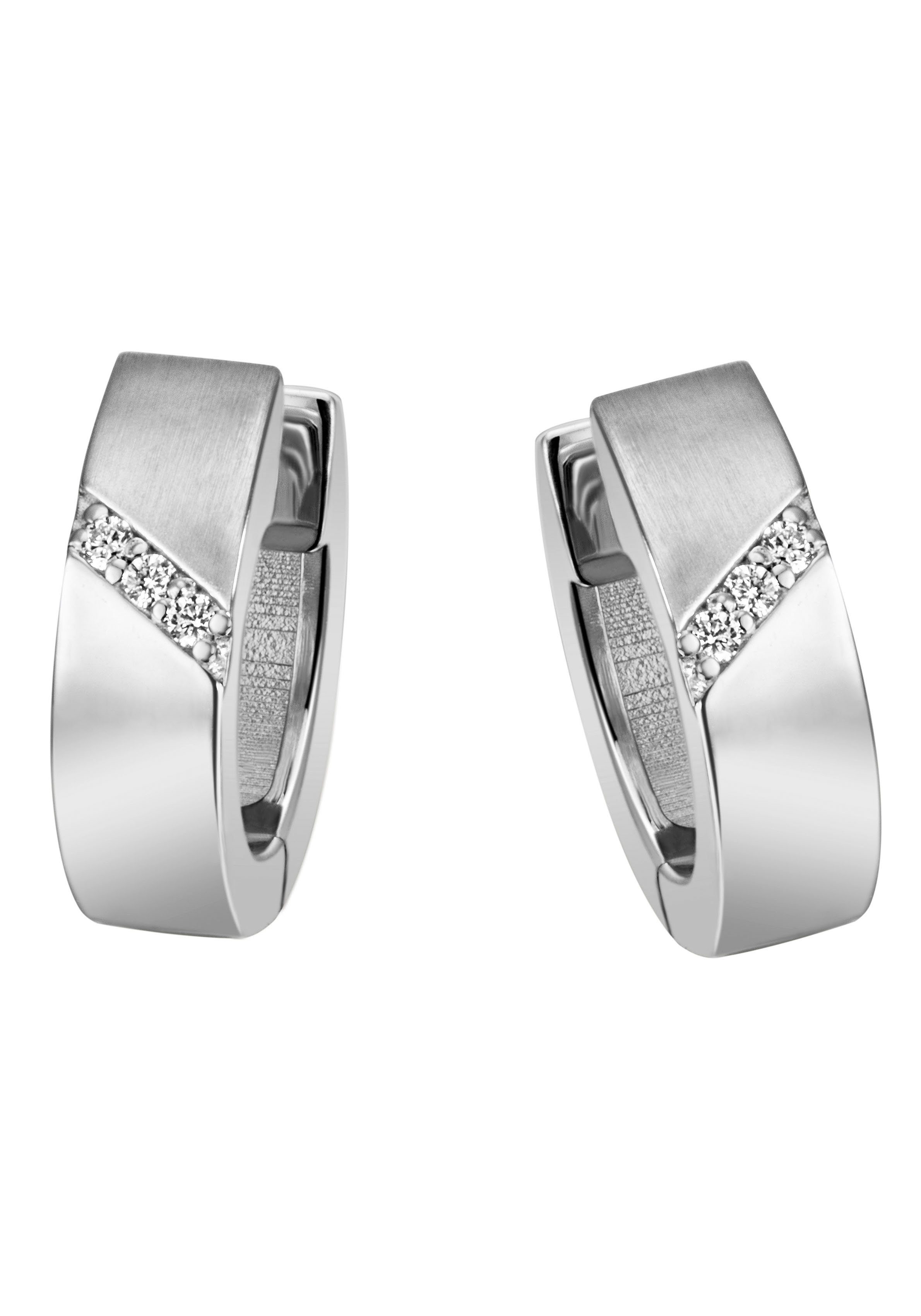 Paar Creolen Schmuck Geschenk Silber 925 Ohrschmuck glitzernd