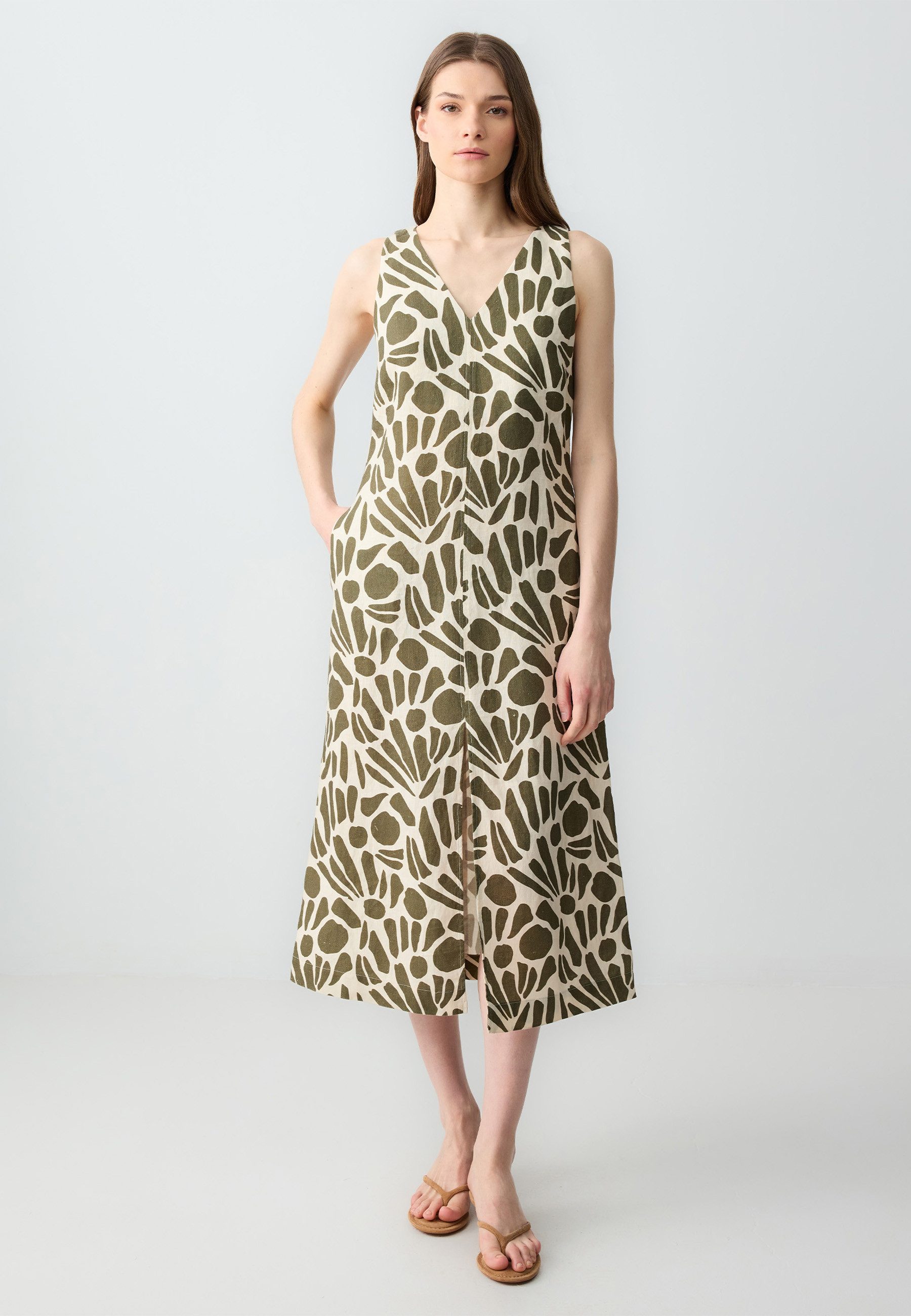 Minikleid Gewebtes Grünes Kleid
