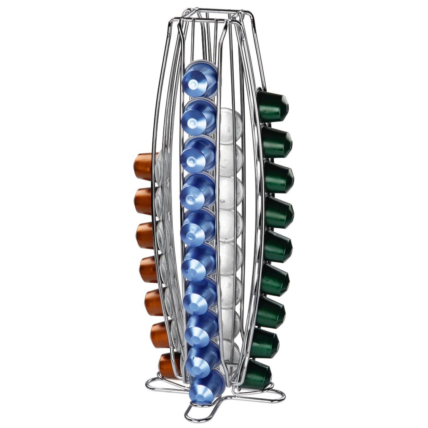 Xavax Kapselhalter Kapsel-Halter Halterung Ständer Torre Silber, Spender Metall passend für 40x Nespresso Kaffee-Kapseln Caps – Bild 3 von 5