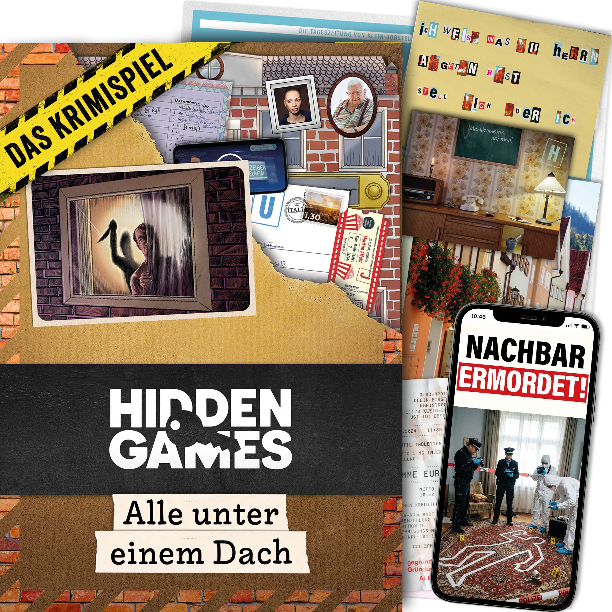 Hidden Games Tatort Spiel Alle unter einem Dach, Familienspiel, Gesellschaftsspiel, Detektivspiel, Made in Germany