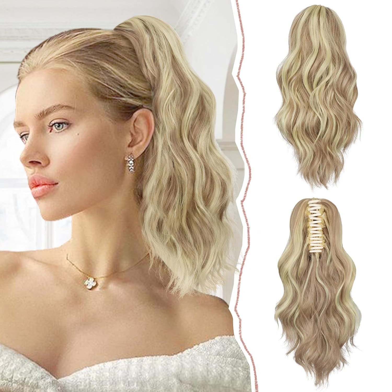 Zaewry Haarspange Ponytail Haarverlängerung Langer Gewellt lockiger Pferdeschwanz