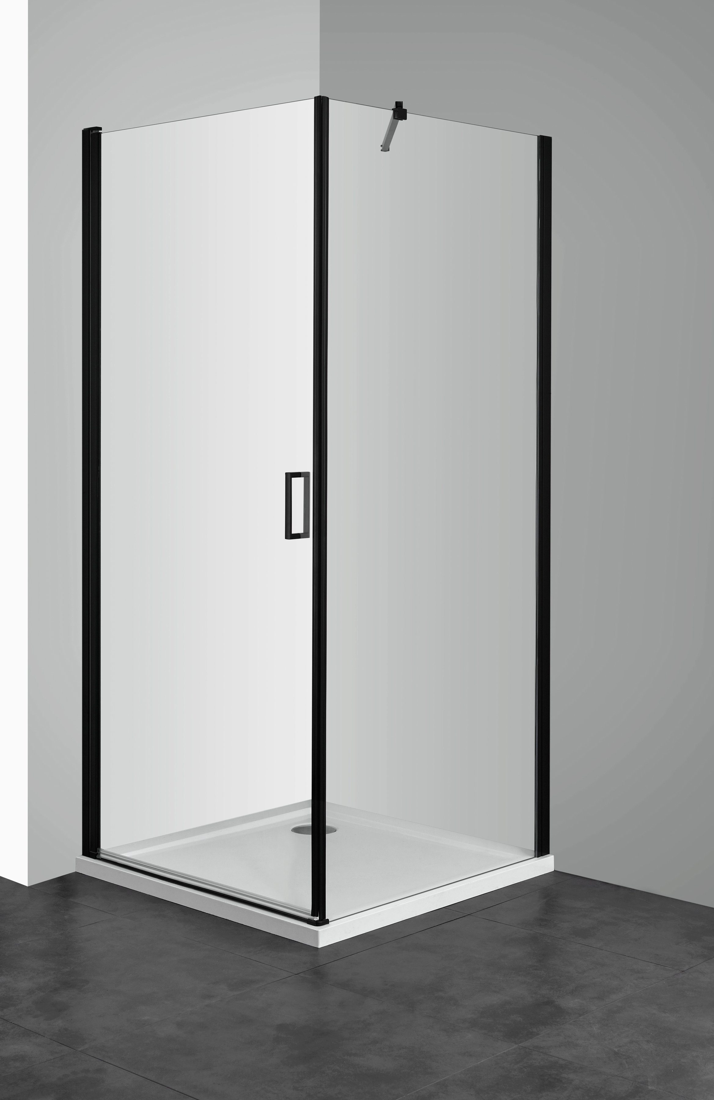 welltime Eckdusche Florenz Black, BxT: 90x90 cm, Sicherheitsglas, Duschabtrennung mit Drehtüren, Spritzschutz im Bad