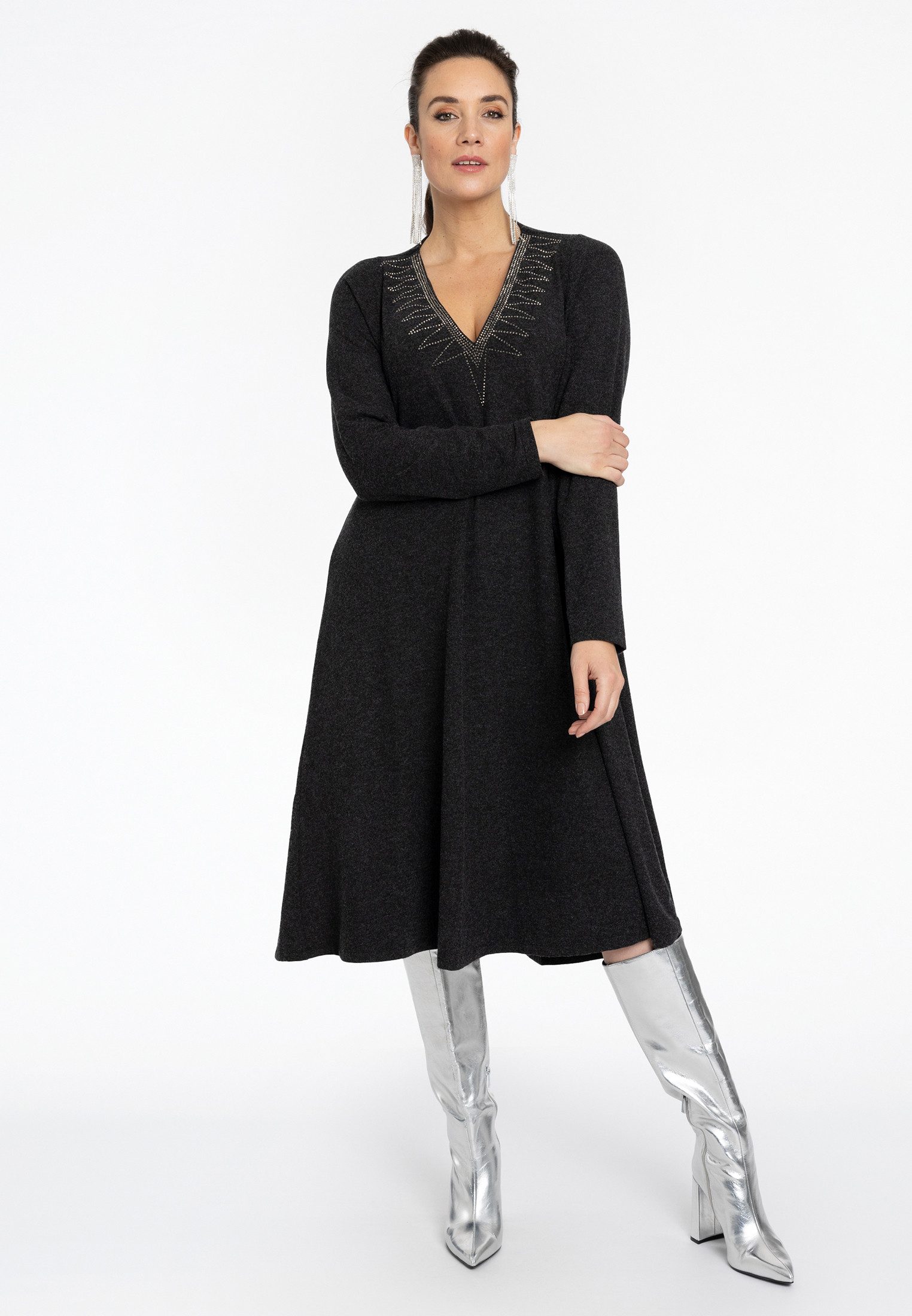 YOEK Midikleid Damen Kleid Große Größen