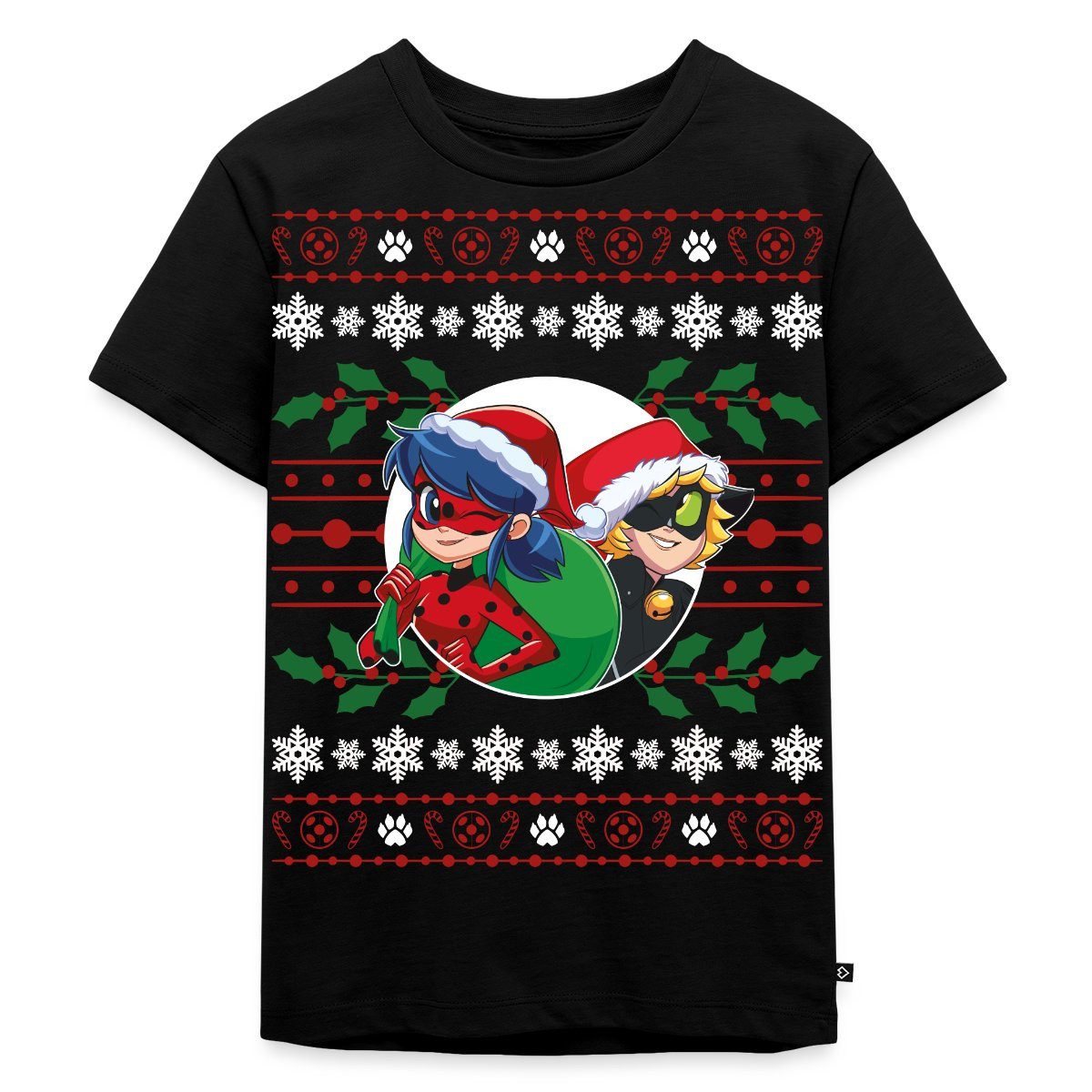 Spreadshirt T-Shirt Miraculous Ladybug Und Cat Noir Ugly Christmas Kinder Premium T-Shirt (1-tlg)