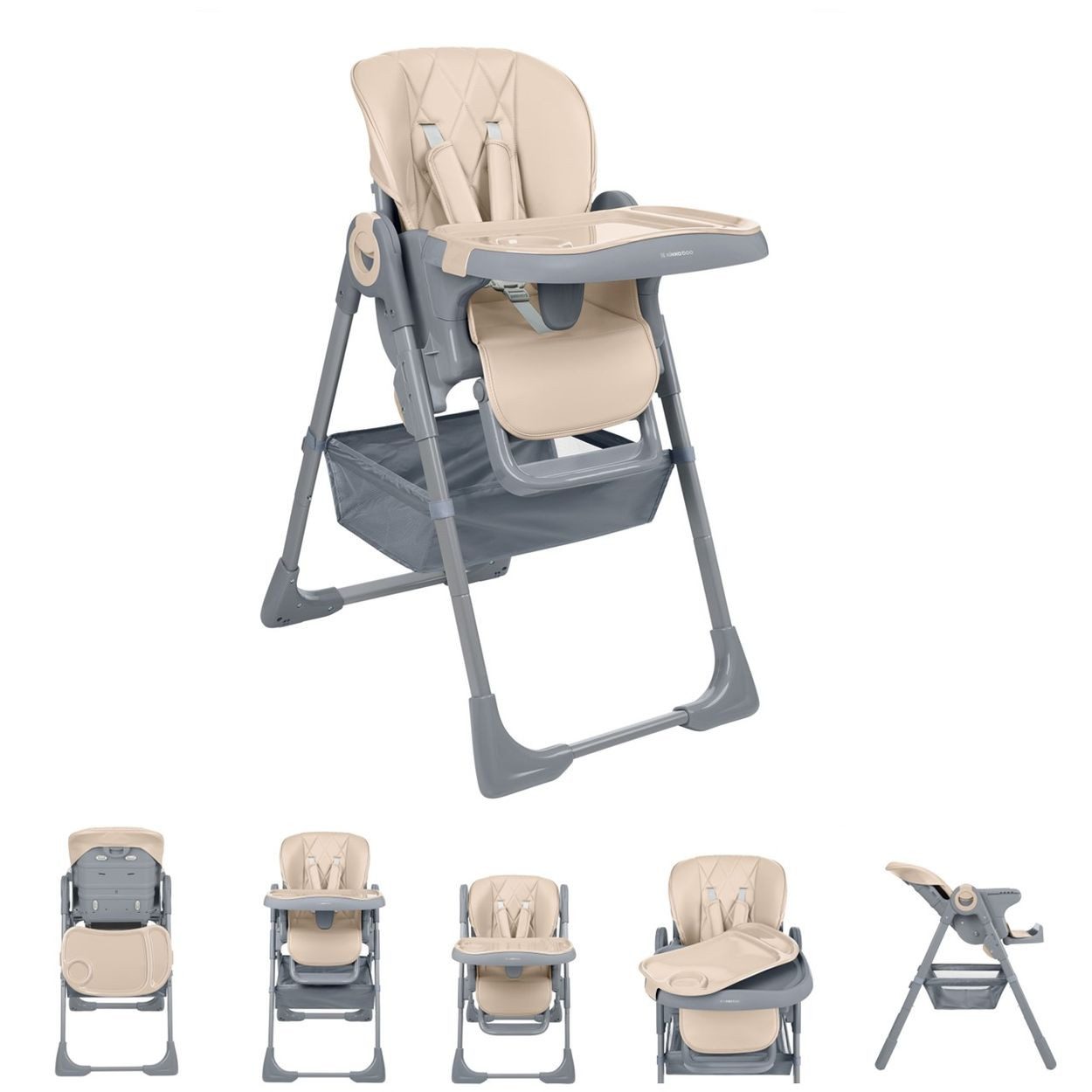 Kikkaboo Kombihochstuhl Kinderhochstuhl Comfy klappbar, höhenverstellbar, Gurt, Doppeltablett