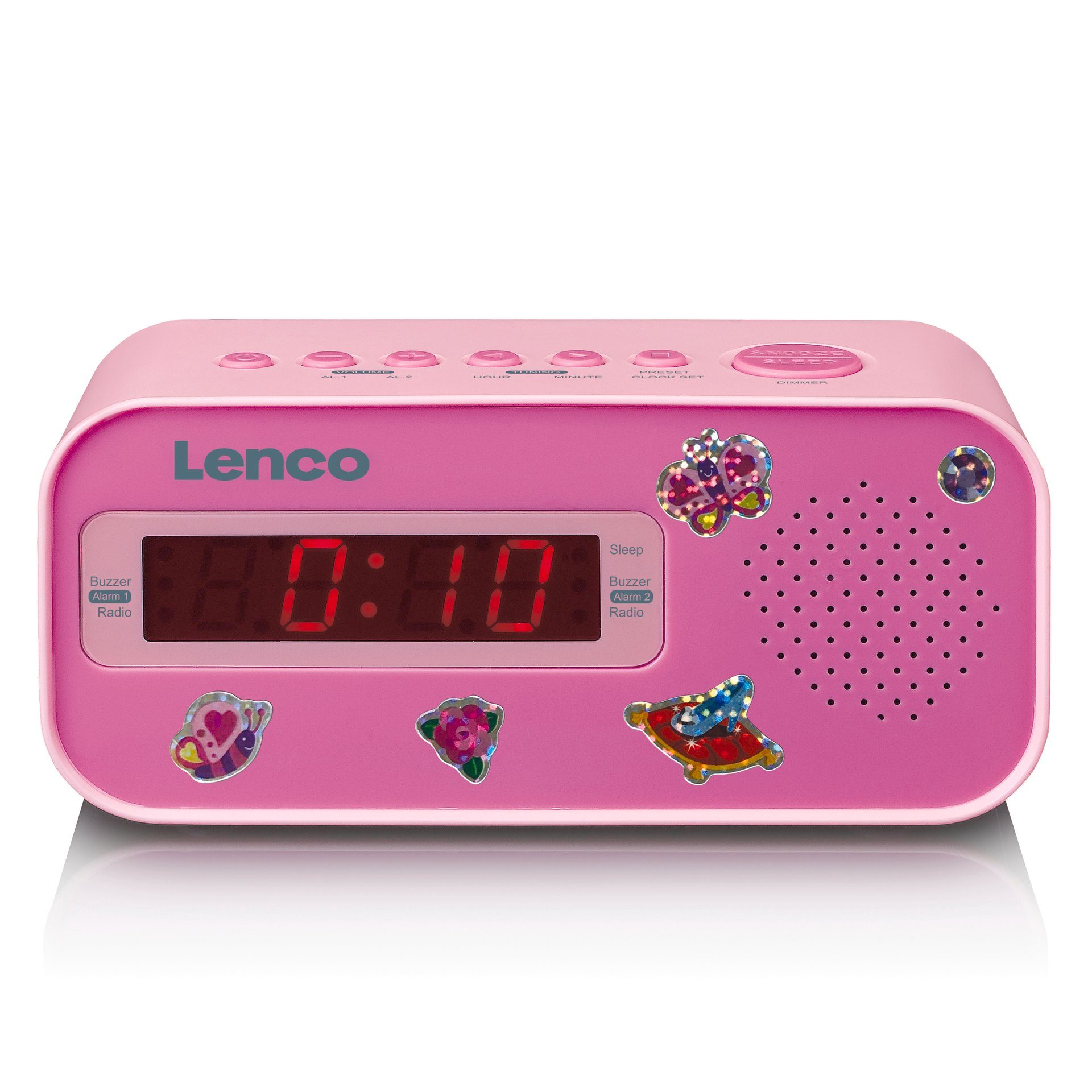 Lenco CR-205 Uhrenradio (FM-Tuner) Rosa