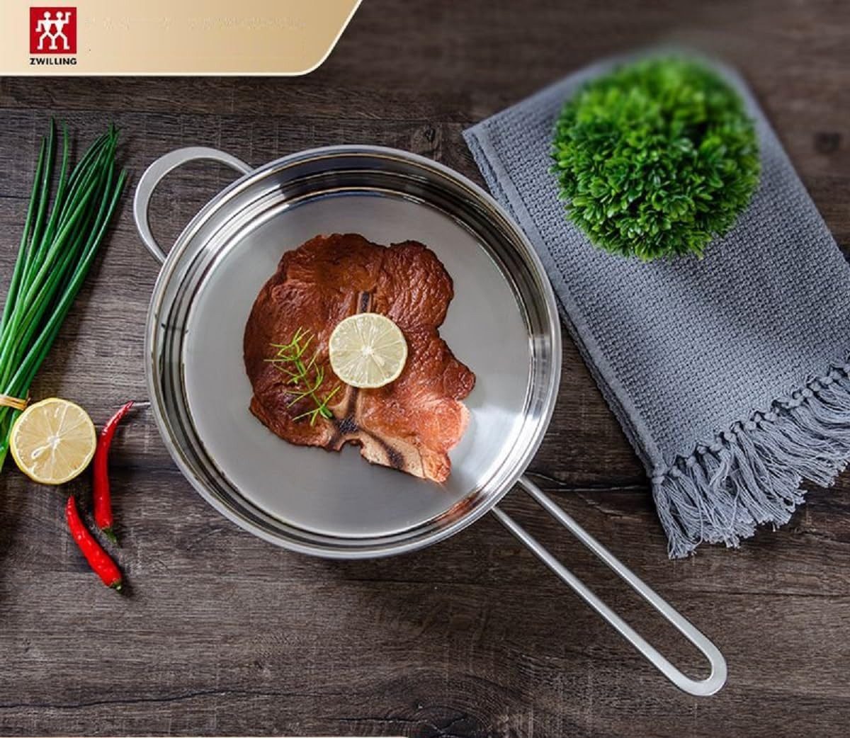 Zwilling Pfannen-Set Wokpfanne 30cm + Schmorpfanne 24cm mit 2x Deckel, Edelstahl, 4tlg., Antihaft, Kratzfest, für alle Herdarten