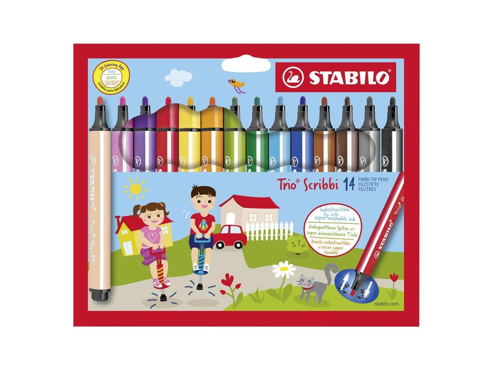 Filzstift STABILO Trio Scribbi Dreikant-Filzstift - 1,5-2,0 mm - 14er Set
