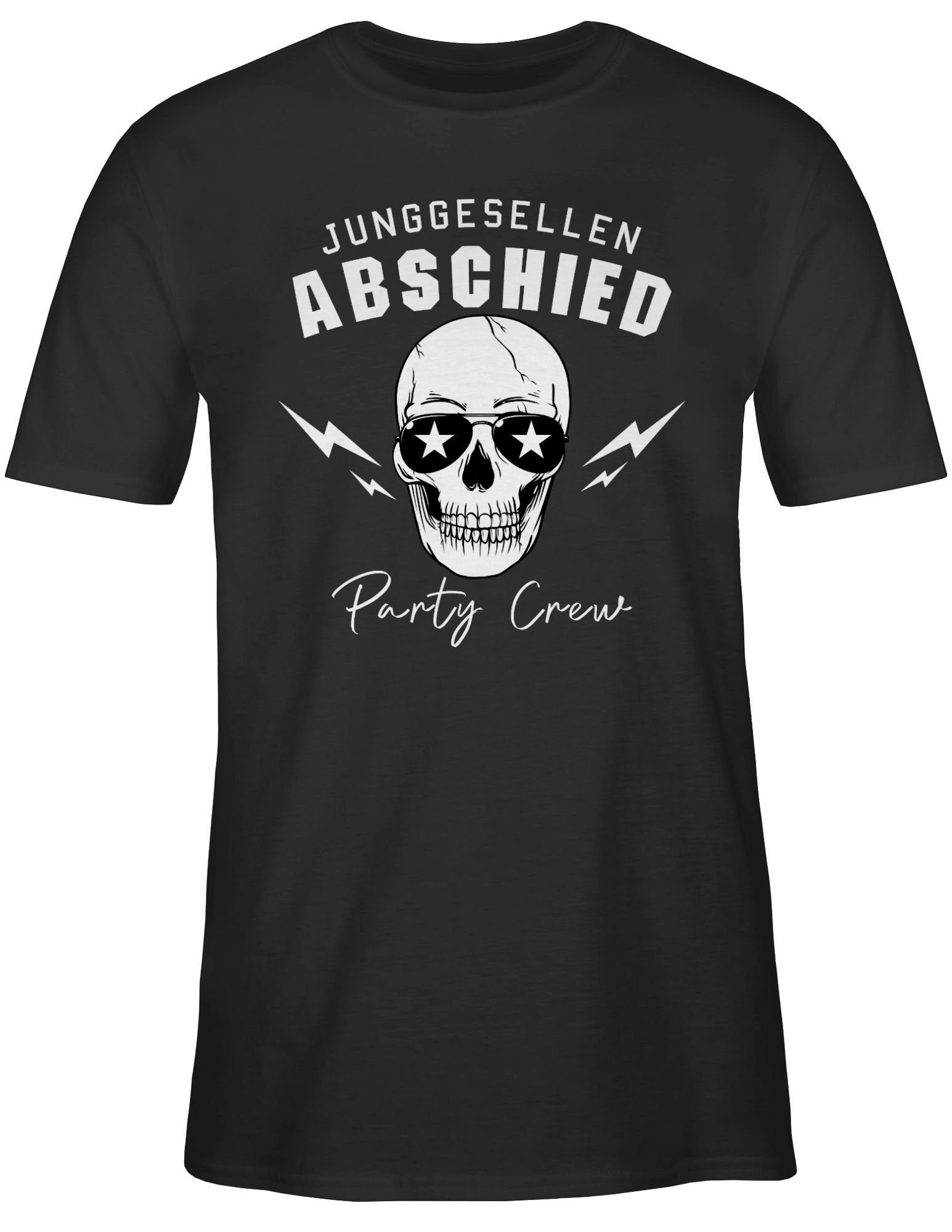 Männer Crew weiß Junggesellen JGA Shirtracer Totenkopf T-Shirt Party Abschied Schwarz 01