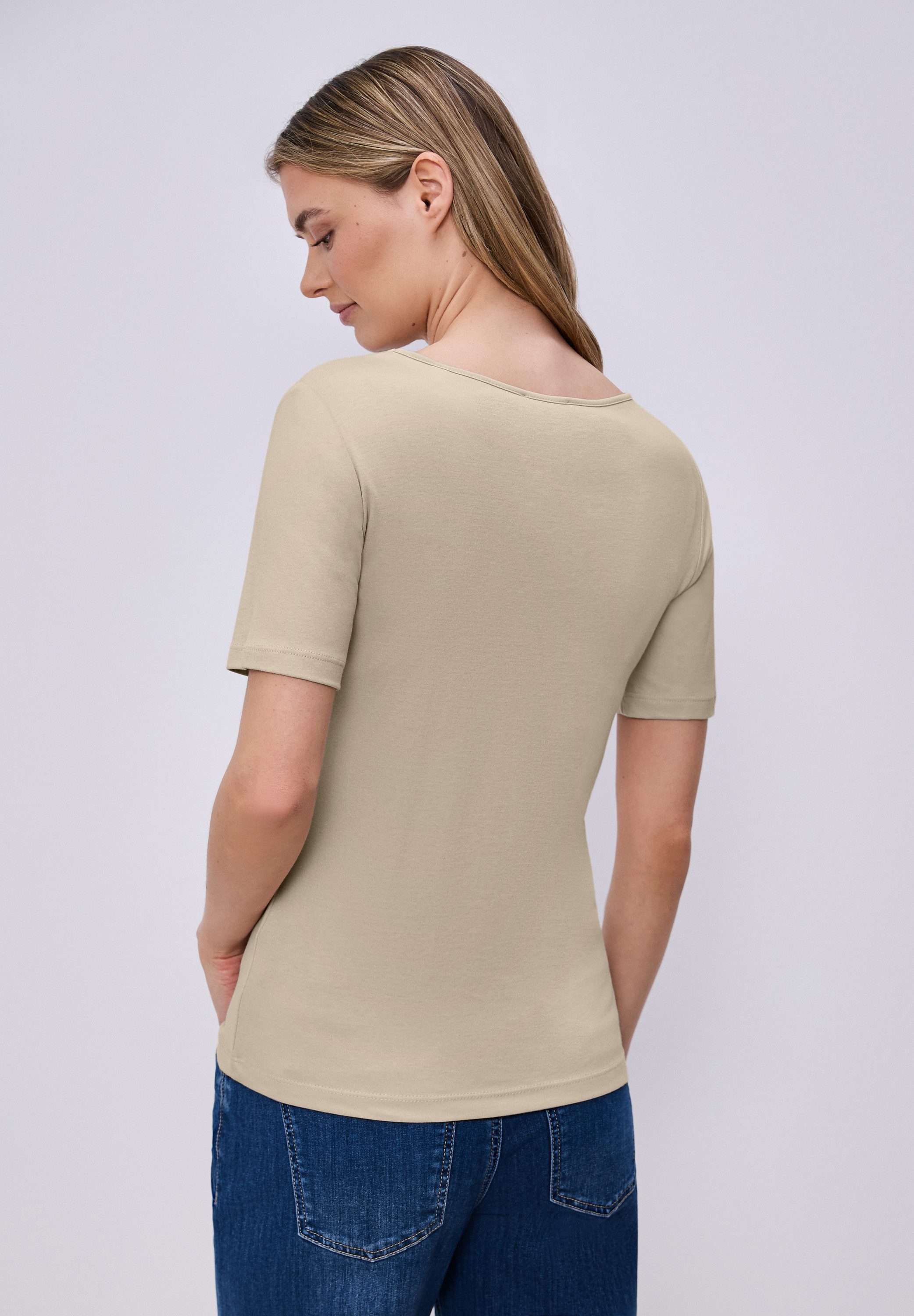 STREET ONE Kurzarmshirt Style Ada Sommershirt mit Herz-Ausschnitt günstig online kaufen