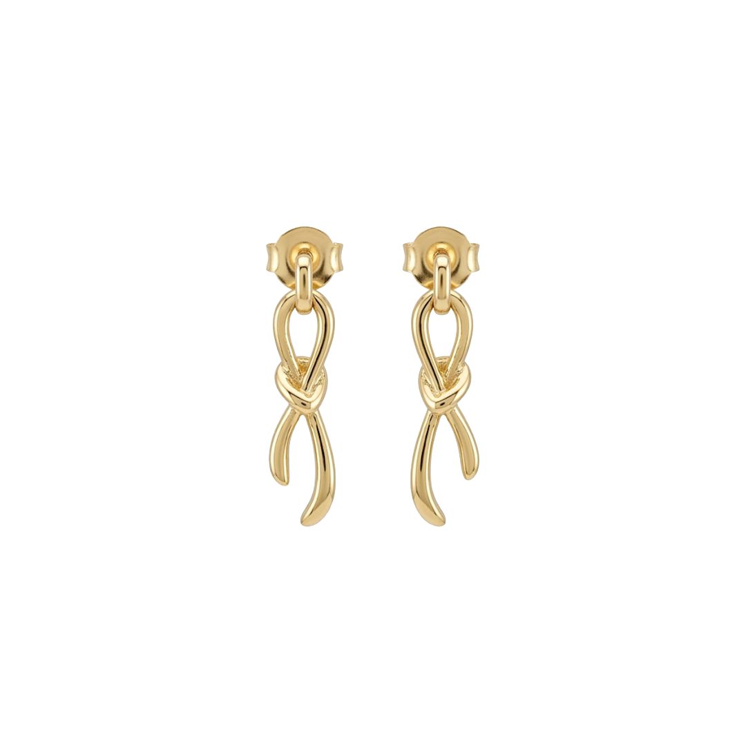 Suzan Gold Paar Ohrhänger Knot Drop Earrings – 925 Sterling Silber Ohrringe Knoten Anhänger