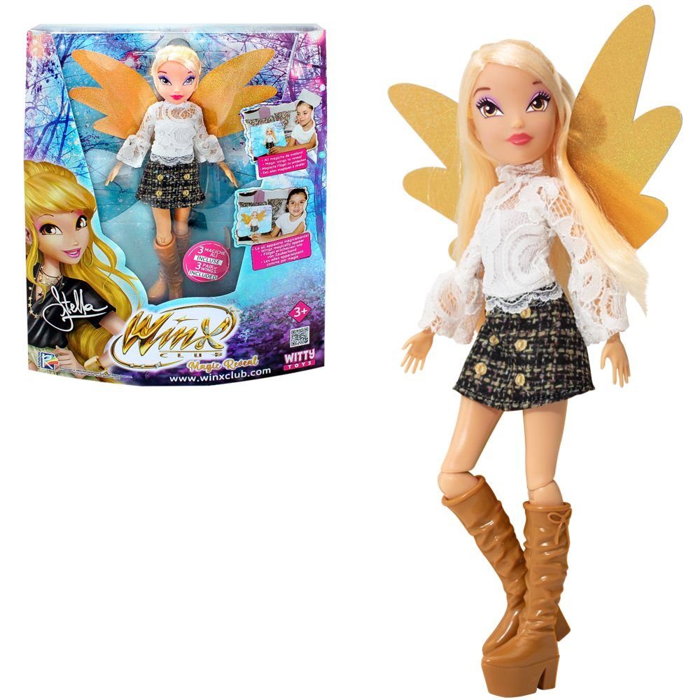 Winx Club Anziehpuppe Stella Magic Reveal Puppe Winx Club Mit austauschbaren Flügeln