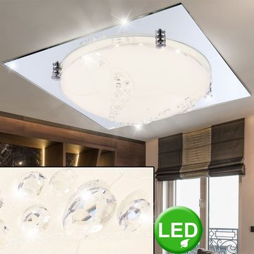 Globo LED Deckenleuchte, LED-Leuchtmittel fest verbaut, Neutralweiß, Deckenleuchte Kristallleuchte Deckenlampe Glasleuchte Wohnzimmerlampe