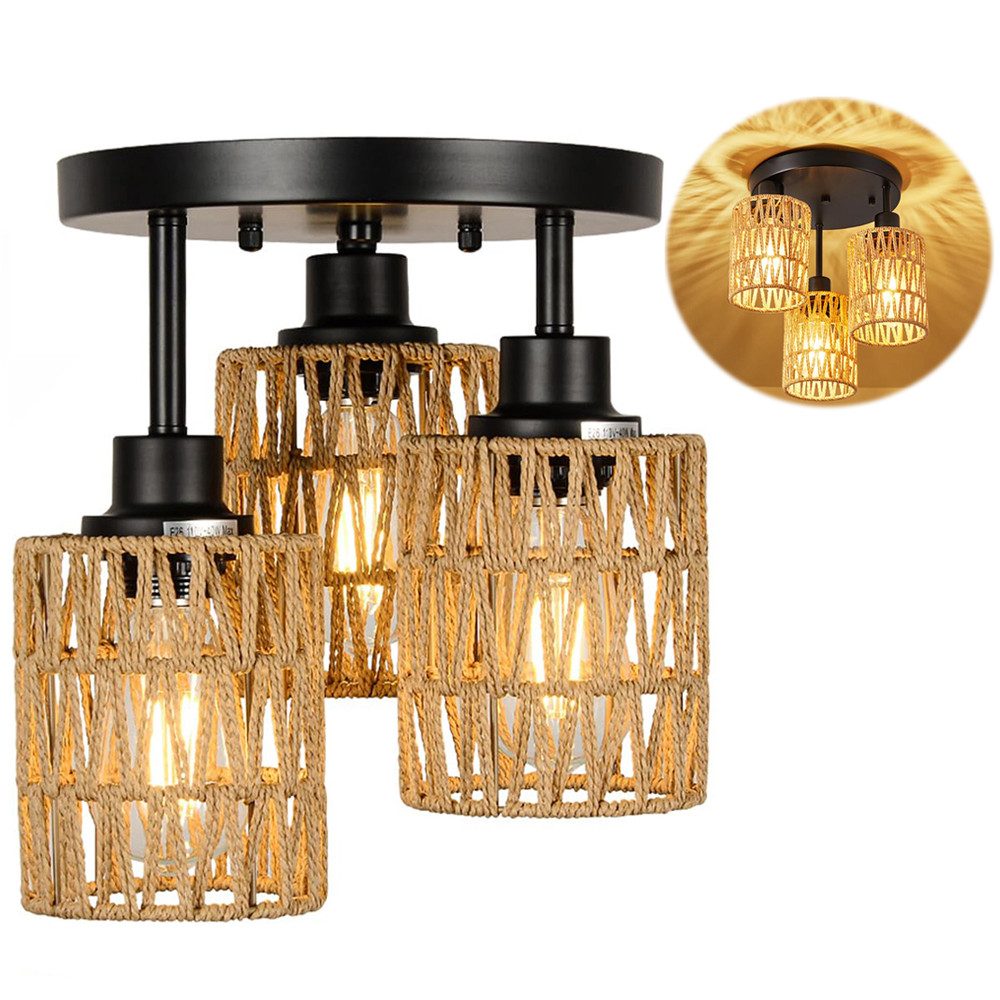 Rosnek Deckenleuchte Deckenlampe Vintage mit 3 günstig online kaufen