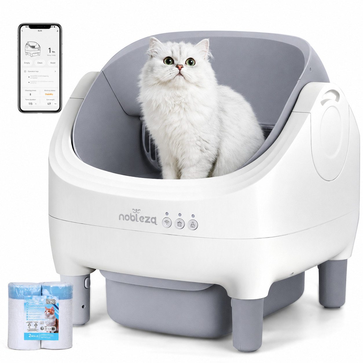nobleza Katzentoilette Selbstreinigende Katzentoilette, App-Steuerung,offener Oberseite