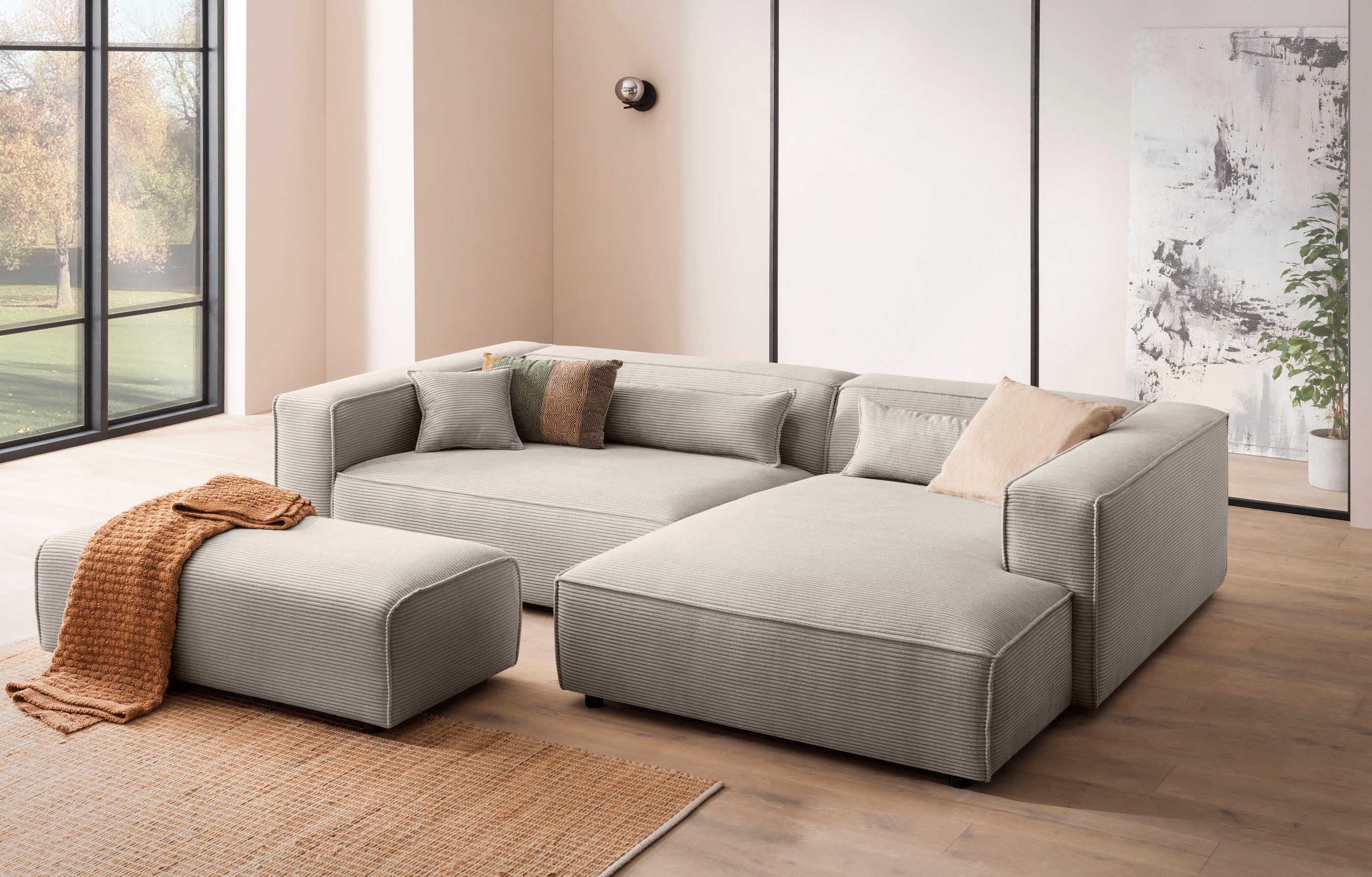 LeGer Home by Lena Gercke Ecksofa PIARA XXL, L-Form, Schlaffunktion, Cord, günstig online kaufen